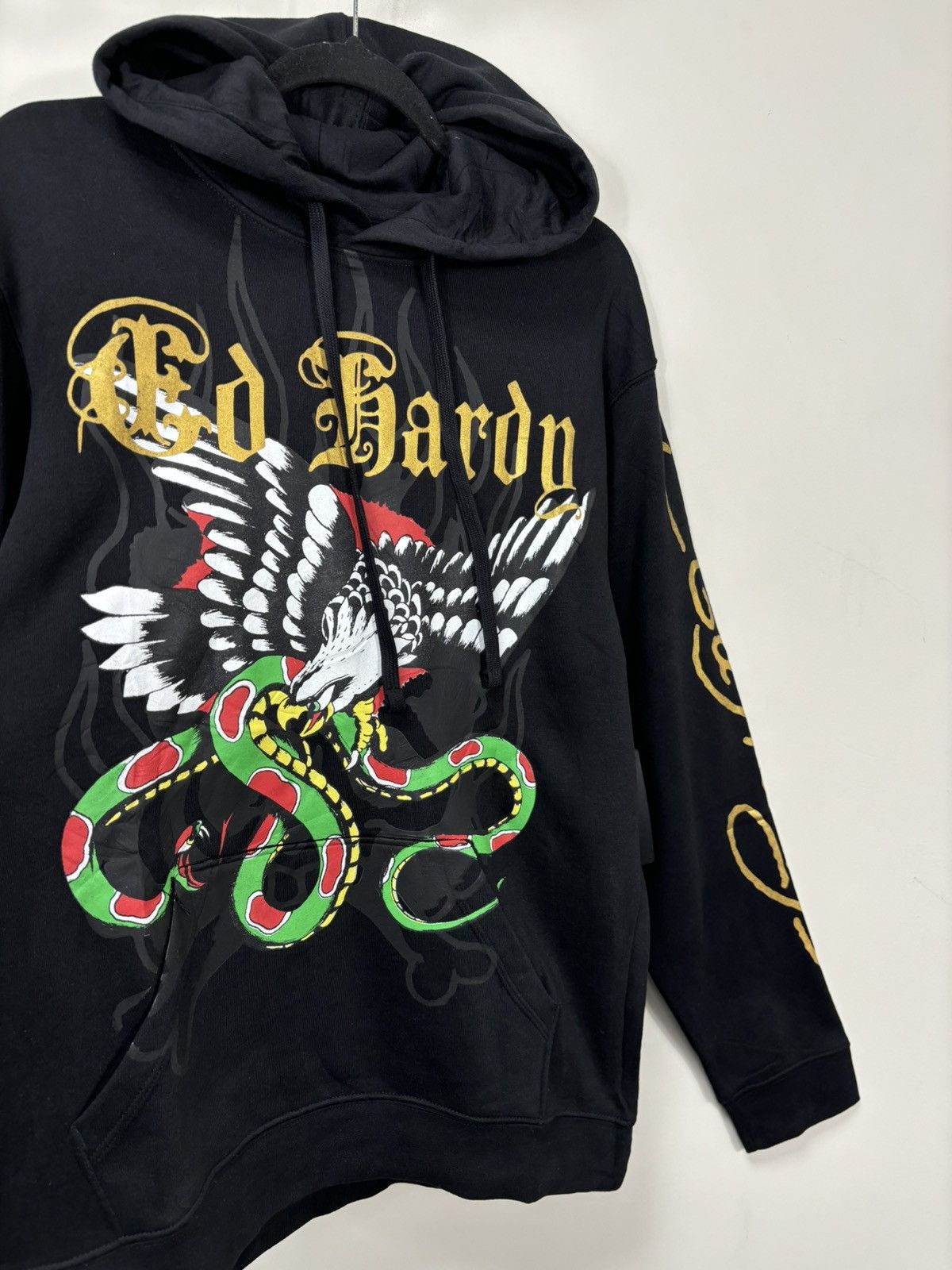 Christian Audigier Ed Hardy NEW Snake Eagle Big Logo Rare Black Hype Hoodie Size US L / EU 52-54 / 3 - 4 Thumbnail