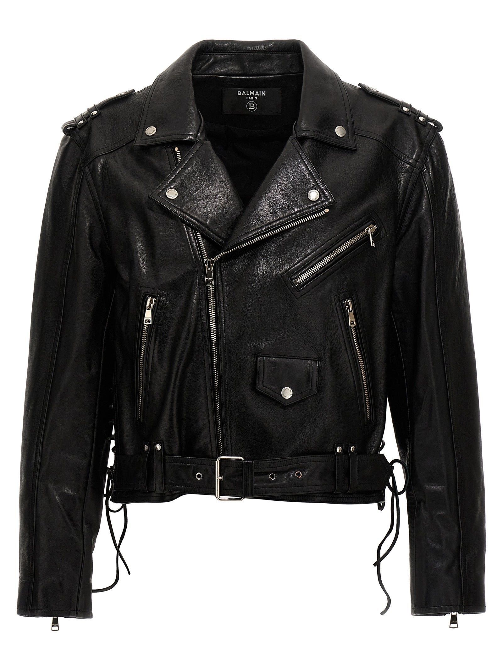 Balmain Balmain Studded Patchwork Leather Biker Jacket | Grailed