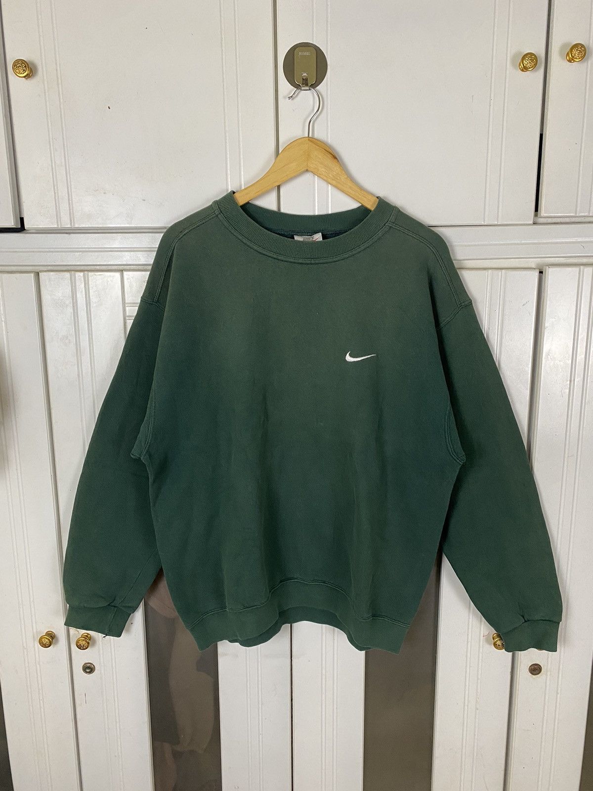 Pre-owned Nike X Vintage 90's Nike Swoosh Sweatshirt In Emerald