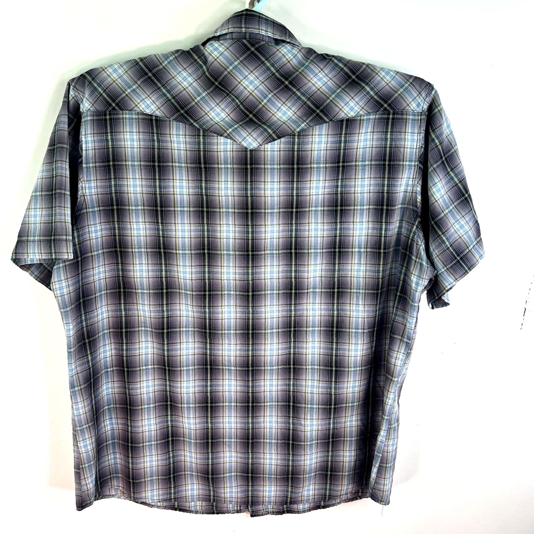 Wrangler VINTAGE Wrangler Western Plaid Shirt Mens XL Short Sleeve Gray/Blue Casual Workwear Western Theme Size US 36 / EU 52 - 7 Thumbnail