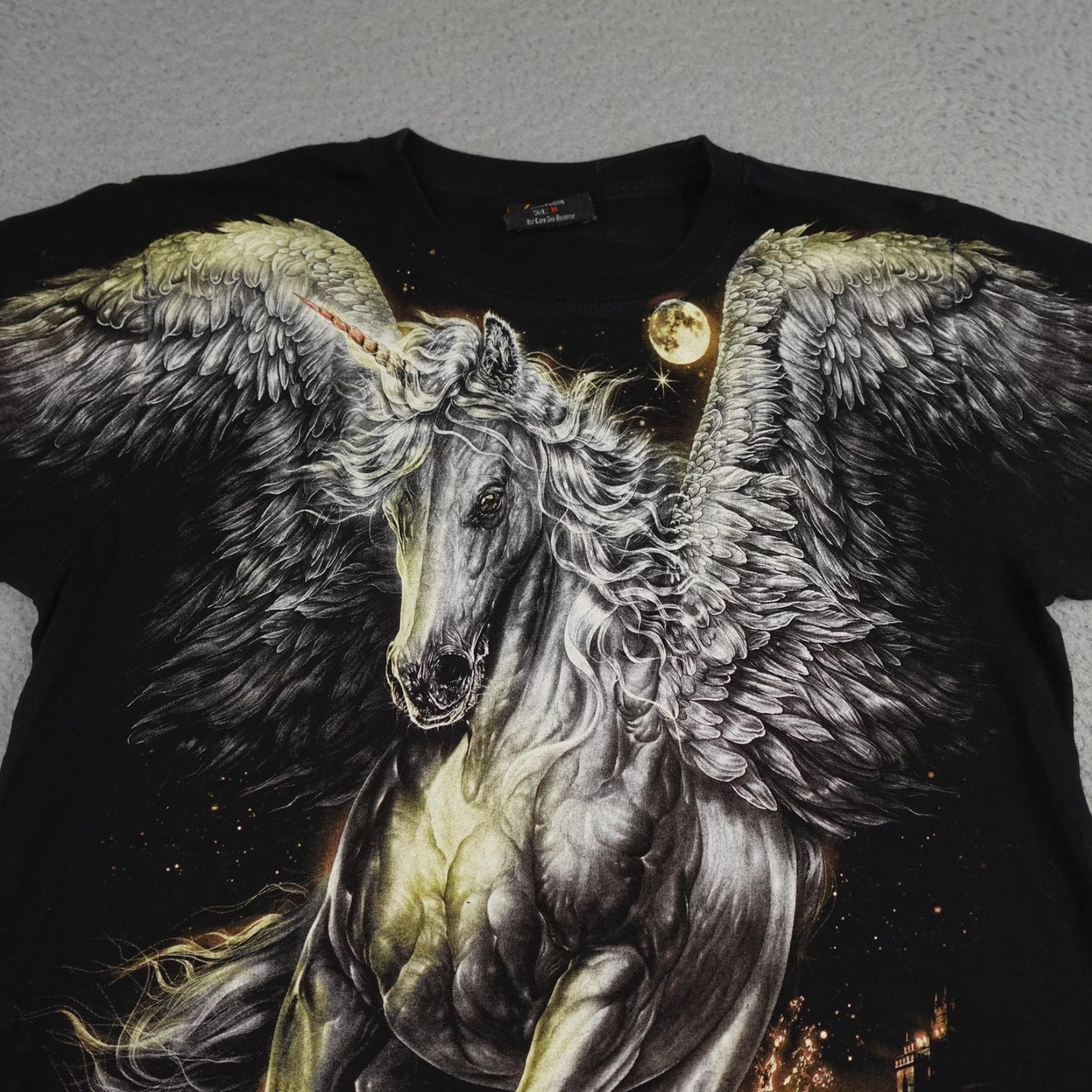 Gloverall VINTAGE Nike Shirt Mens Medium Black All Over Print Winged Unicorn Fantasy Size US M / EU 48-50 / 2 - 4 Thumbnail