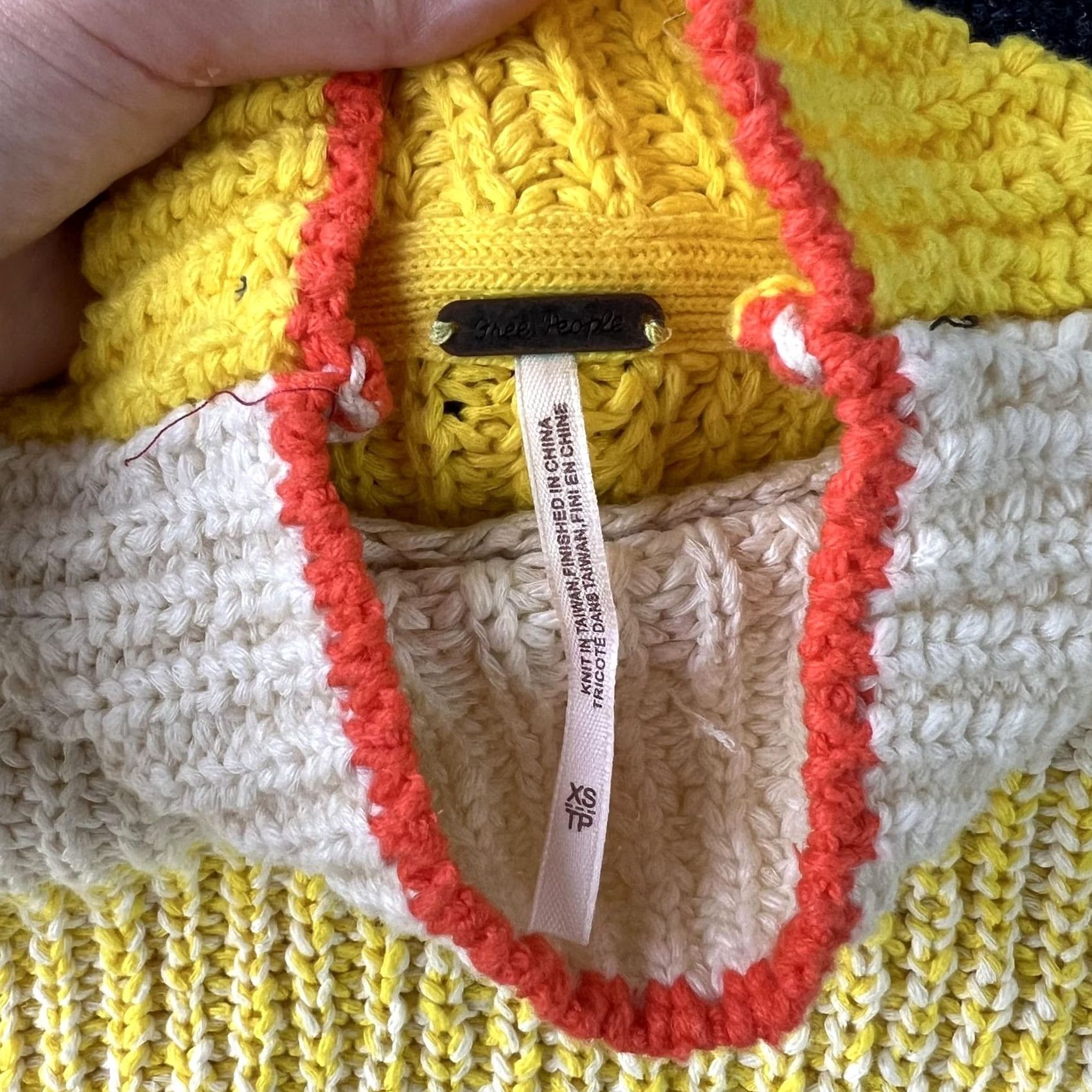 Free People Free People Sweater Womens XS Yellow White Striped Mock Neck Cropped Rib Knit Size XS / US 0-2 / IT 36-38 - 5 Thumbnail