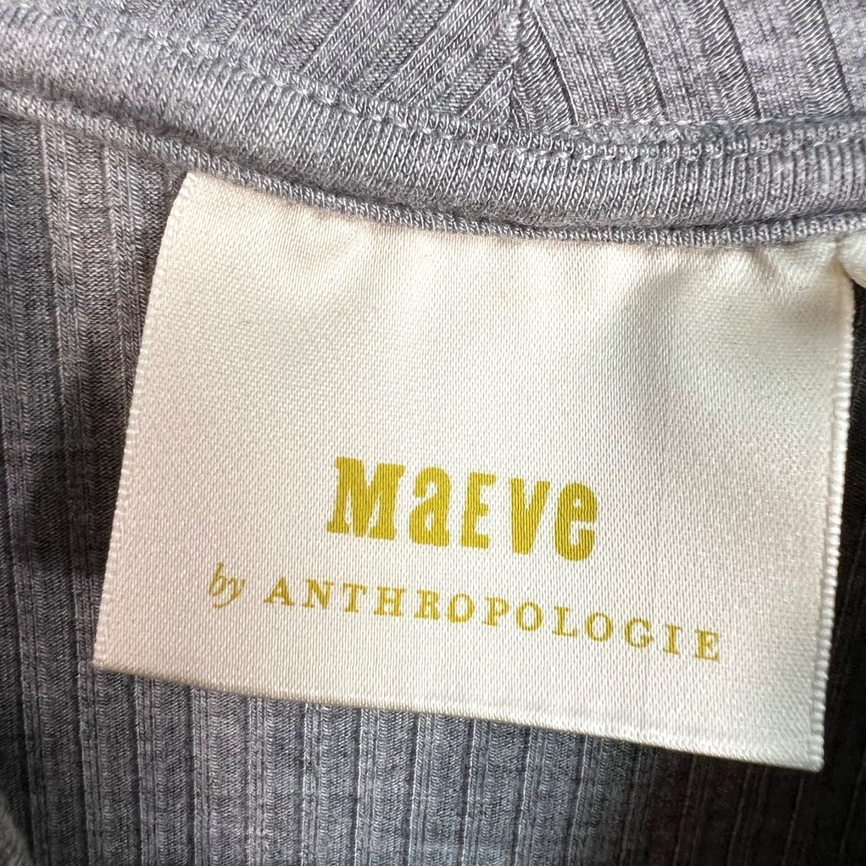 Vintage Maeve By Anthropologie XS Ribbed Gray Asymmetrical Sweater Top Long Sleeve Womens Petite pullover Mock Neck Knit Viscose Elastane Size XS / US 0-2 / IT 36-38 - 3 Thumbnail