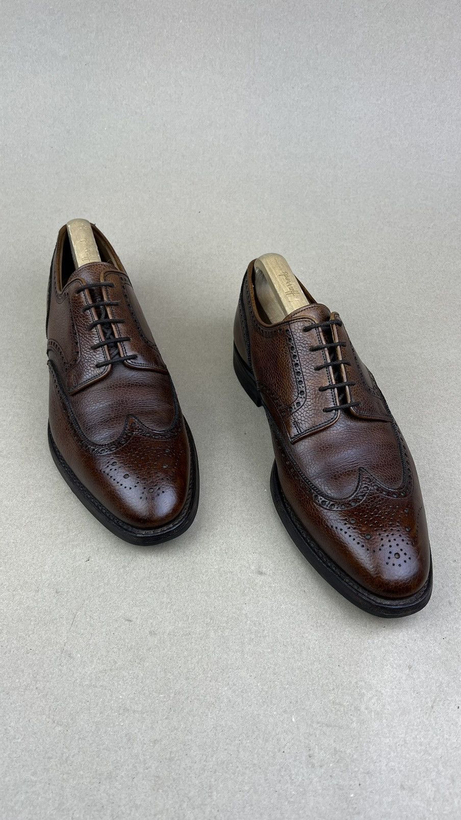 Crockett & Jones CROCKETT & JONES Swansea Derby Brogues Leather Shoes Brown Size US 11 / EU 44 - 3 Thumbnail