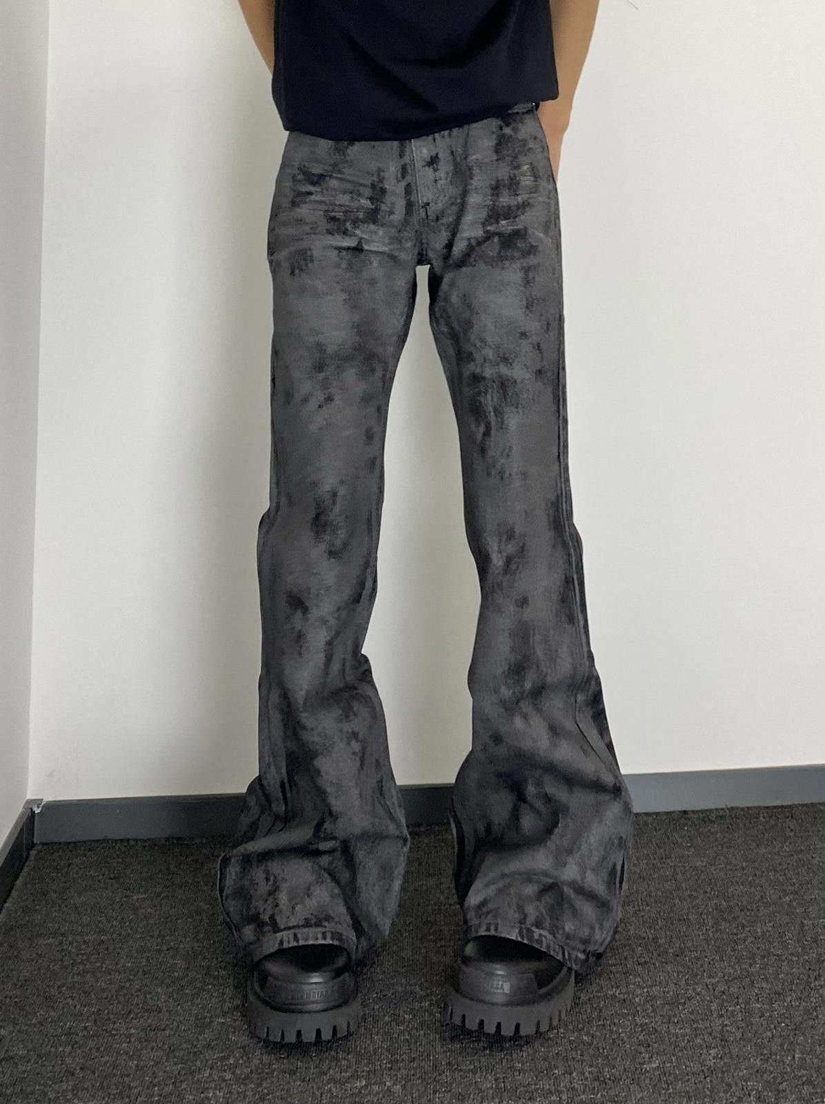 Jean Retro Flared Jeans – Waxed Shine, Brushed Wash Finish Size US 32 / EU 48 - 2 Thumbnail