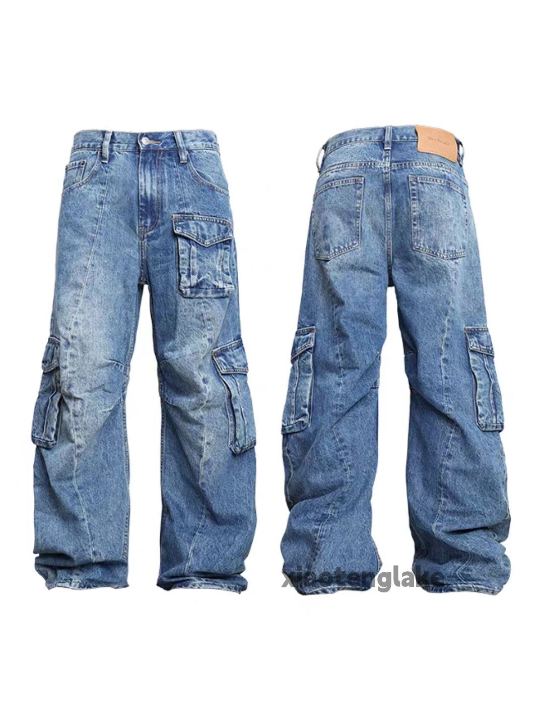 Jean xtl vintage washed retro loose baggy hiphop cargo jeans Size US 32 / EU 48 - 4 Thumbnail