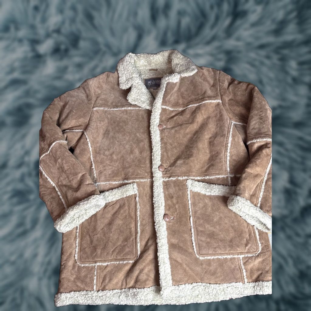 Vintage VINTAGE Wilson’s Leather Crushed Suede Sherpa Lined Jacket Coat Tan Men’s 2XL XXL Brown Coat Men VTG Sherpa Lined Suede Wilson’s Leather 2XL XXL Size US XXL / EU 58 / 5 - 1 Thumbnail