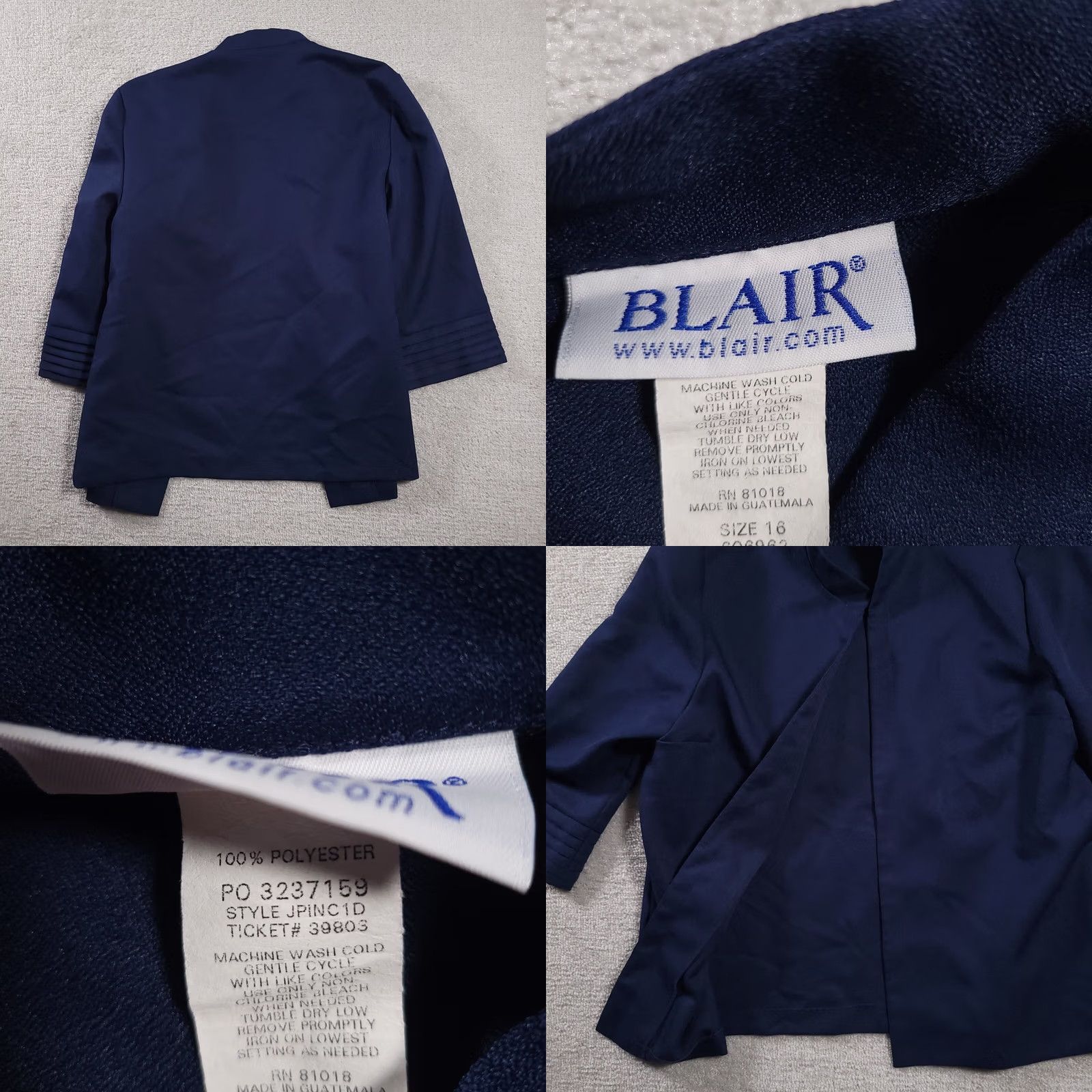 Blair Blair Blazer Women's 16 Blue Open Front 100% Polyester Blazer, Blazer, Blair Blazer, 90s, Business, Workwear, Vintage Blair, Military? Size XXL / US 16-18 / IT 52-54 - 8 Thumbnail