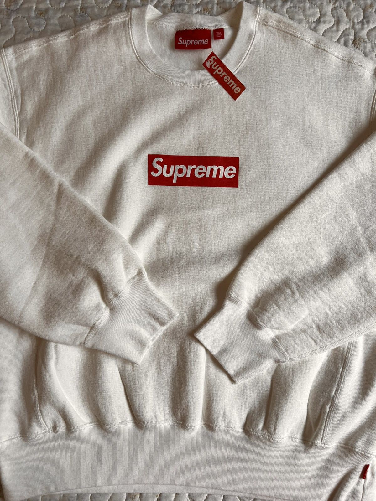 Supreme M Supreme washed box logo 25crewneck white hoodie sweatshirt Size US M / EU 48-50 / 2 - 6 Thumbnail