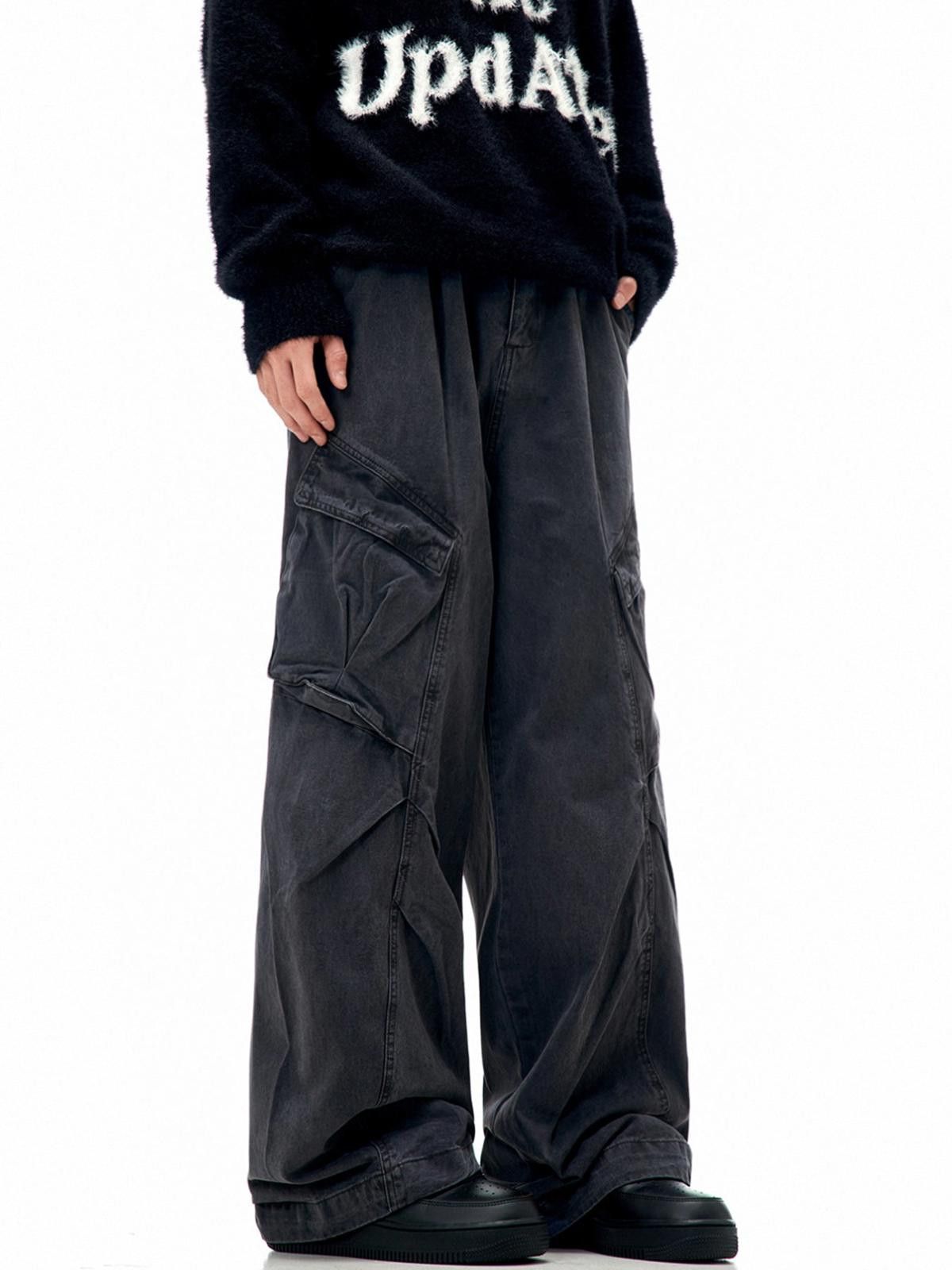 Vintage Green Wide Leg Cargo Pants, Baggy Utility Trousers Size US 32 / EU 48 - 3 Thumbnail