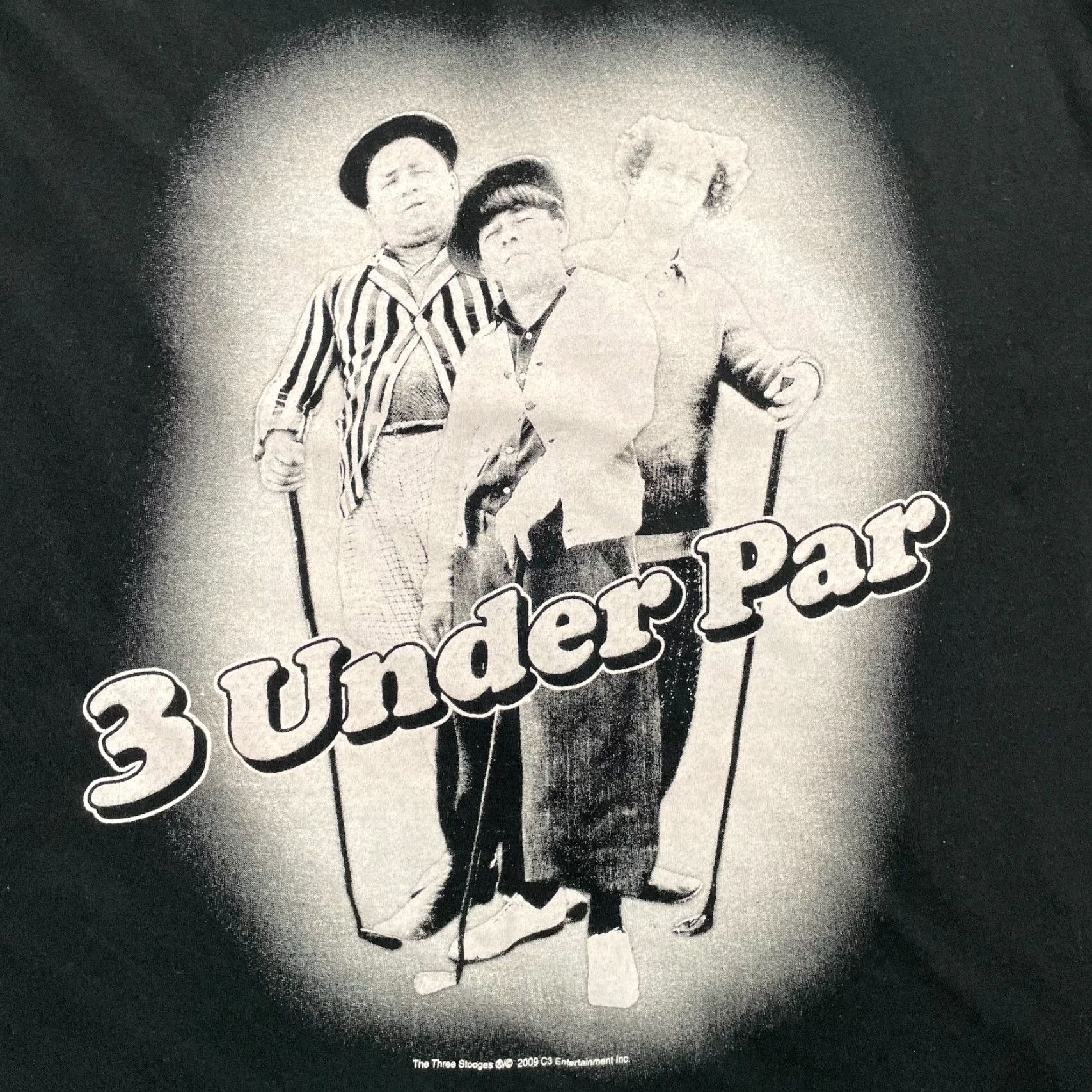 Vintage VINTAGE The Three Stooges Shirt Mens XL Black 3 Under Par Larry Curly Moe Movie Characters Comic Quotes Mens T-Shirt Size US XL / EU 56 / 4 - 4 Thumbnail