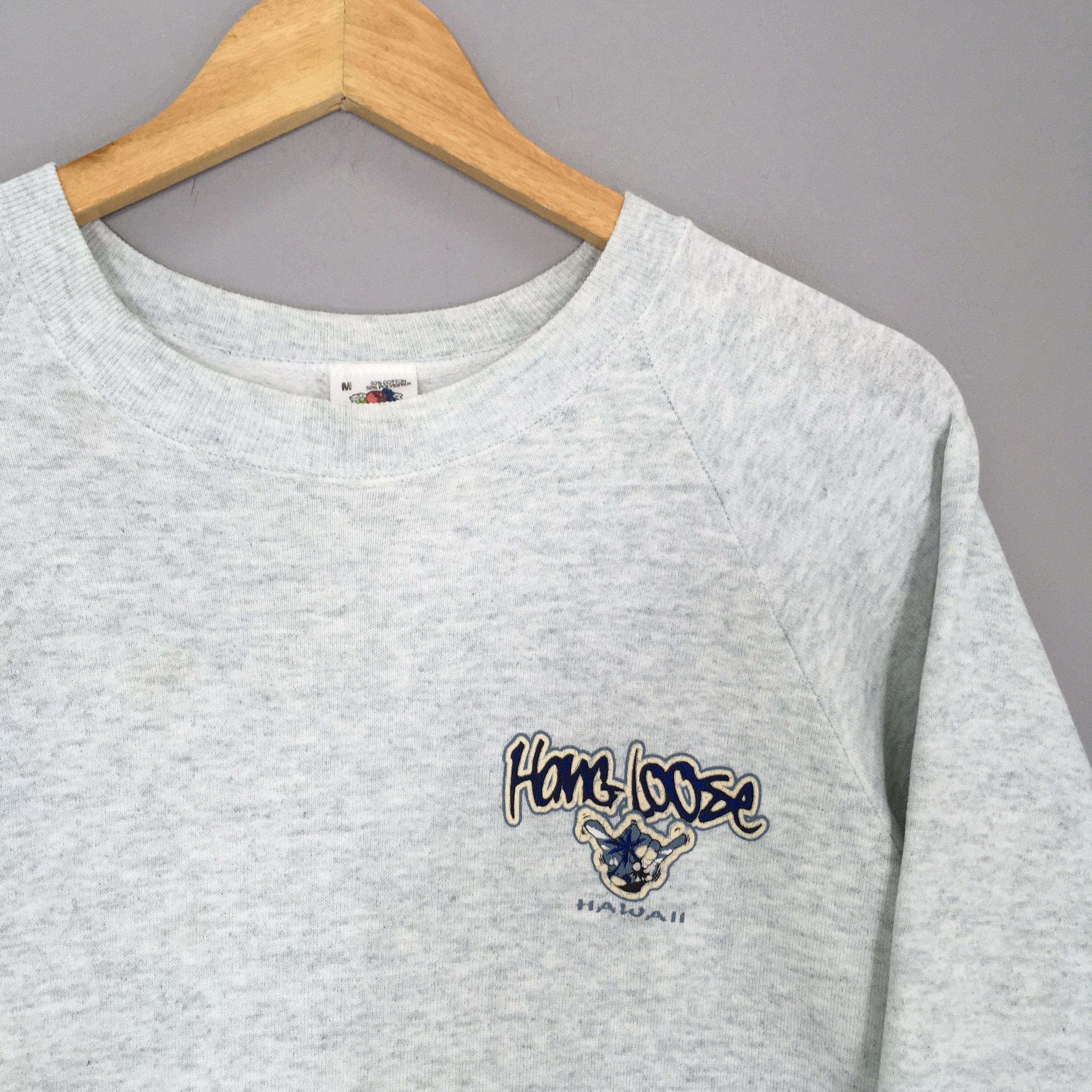 Fruit Of The Loom × Vintage Vintage 1990s Hang Loose Hawaii Sweatshirt Medium Size US M / EU 48-50 / 2 - 5 Thumbnail