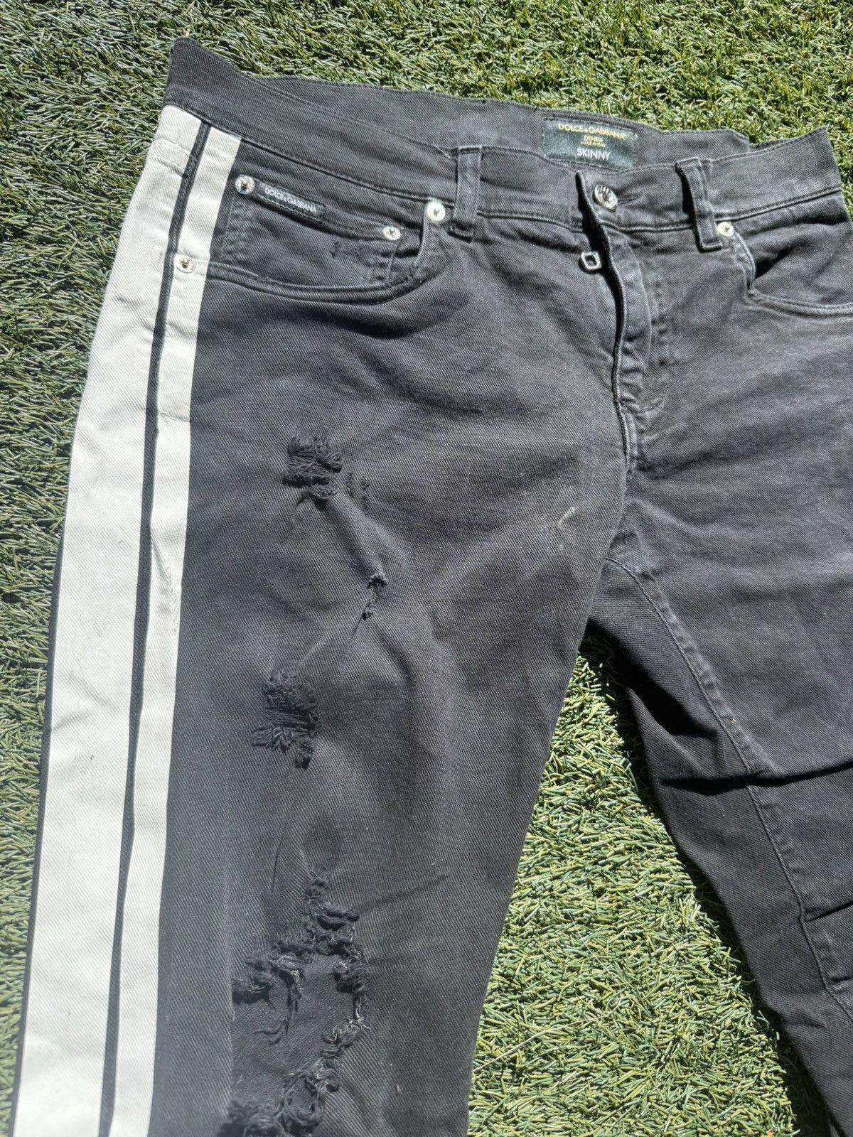 Dolce & Gabbana Dolce & Gabbana Side Stripe Black Jeans Size US 30 / EU 46 - 1 Thumbnail