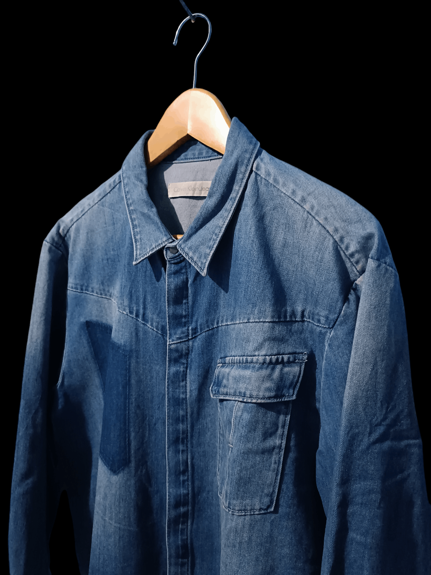 Calvin Klein Wash Denim Jeans Long Sleeve Shirt Size US L / EU 52-54 / 3 - 3 Thumbnail