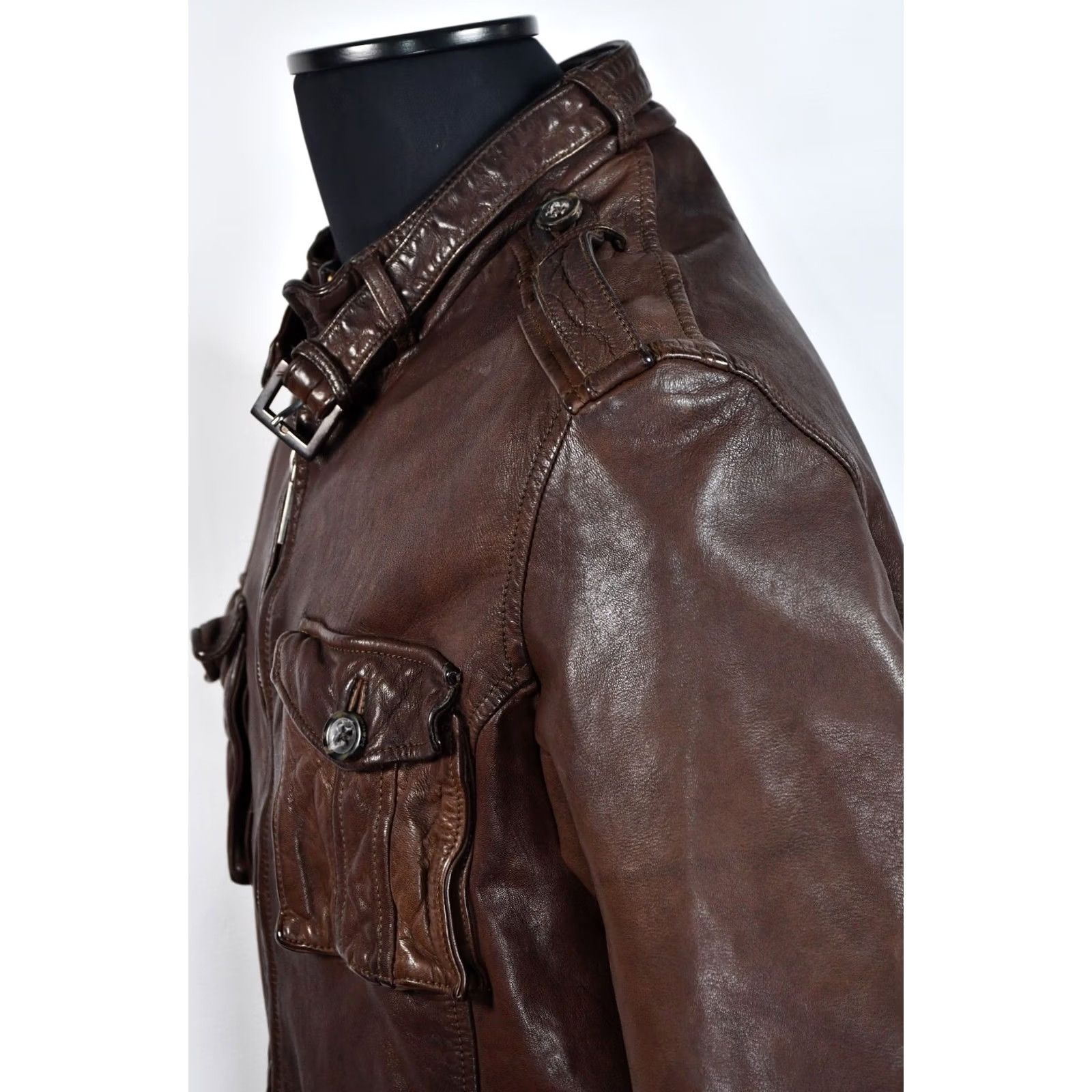 Vintage MATINIQUE Wesley Jacket Men XL Biker Leather Brown 100% Leather Vintage No? Size US XL / EU 56 / 4 - 5 Thumbnail