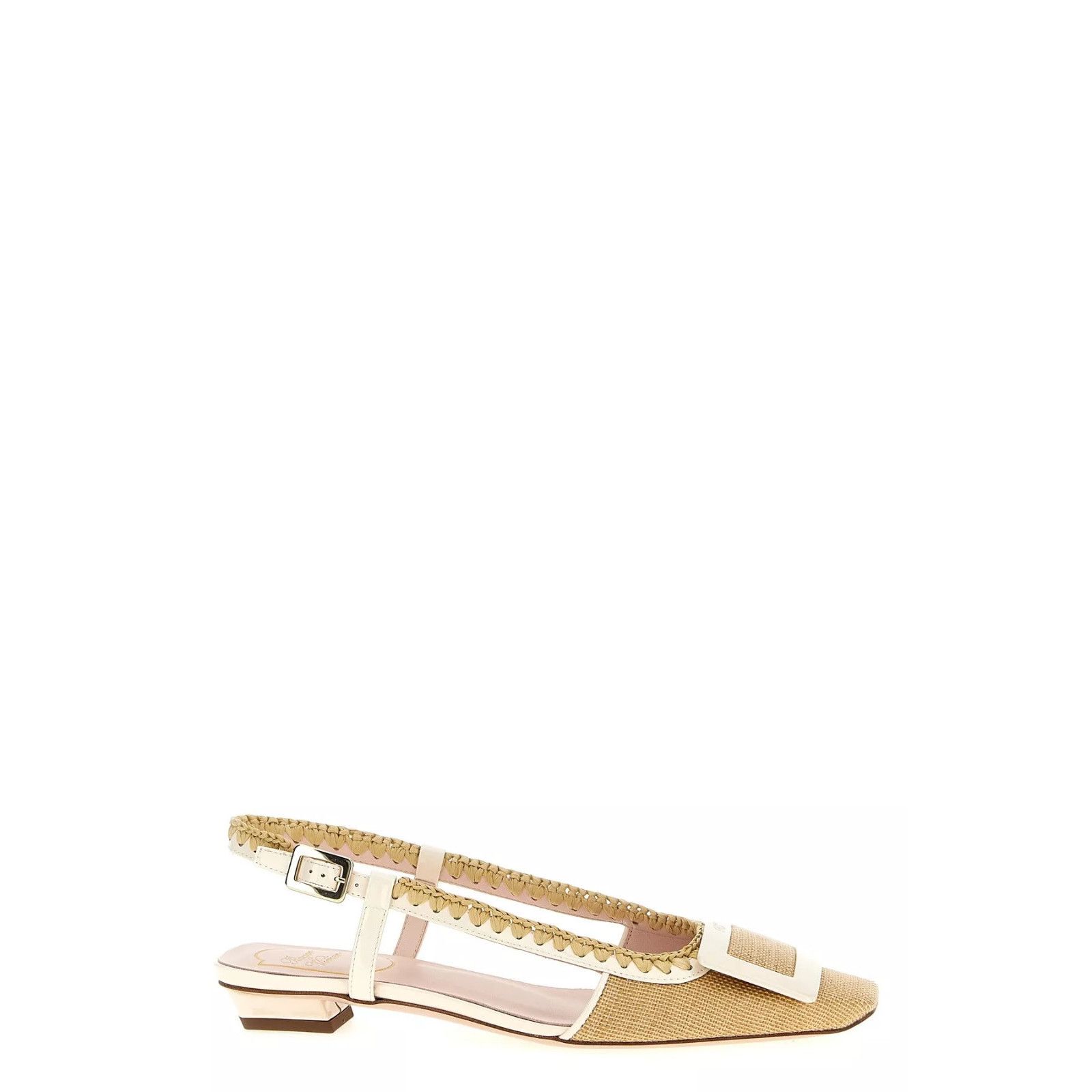 ROGER VIVIER Belle Vivier Beige Canvas 25mm Slingback Pumps