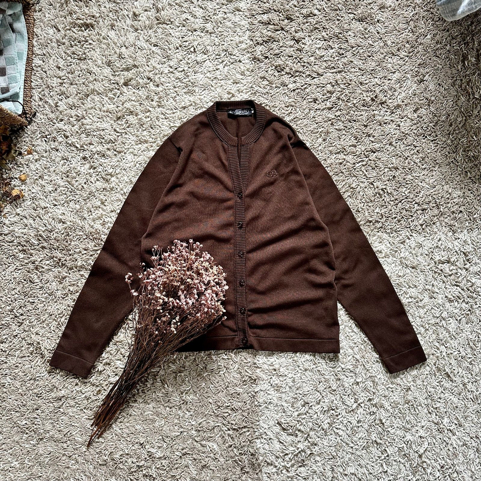 Vintage 70s Givenchy Sport Paris Brown Cardigan France 38