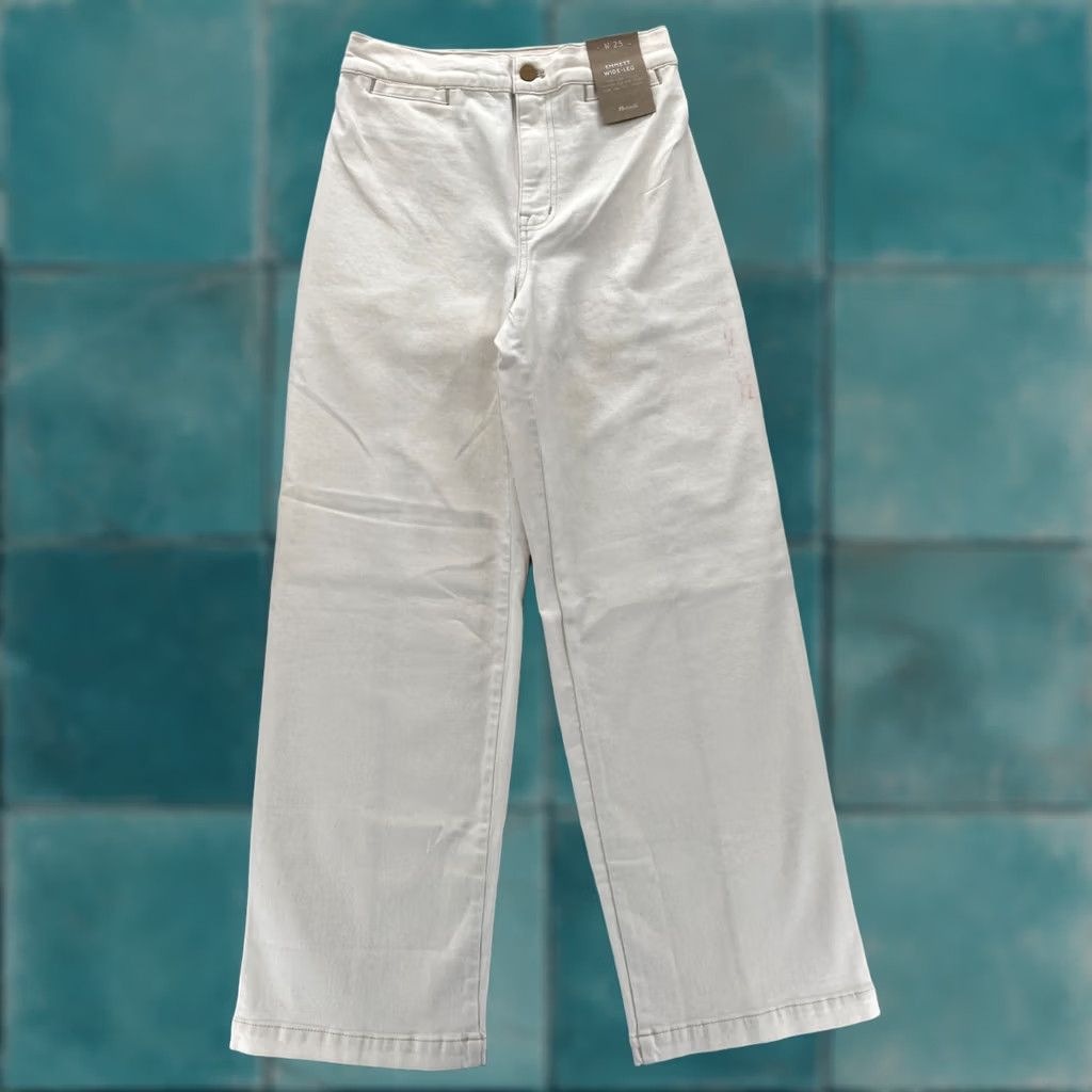 Madewell Madewell Emmett Wide Leg Pants Women's 25 Beige Stretch High Rise Full Length Pants Size 42" / US 20 - 1 Thumbnail