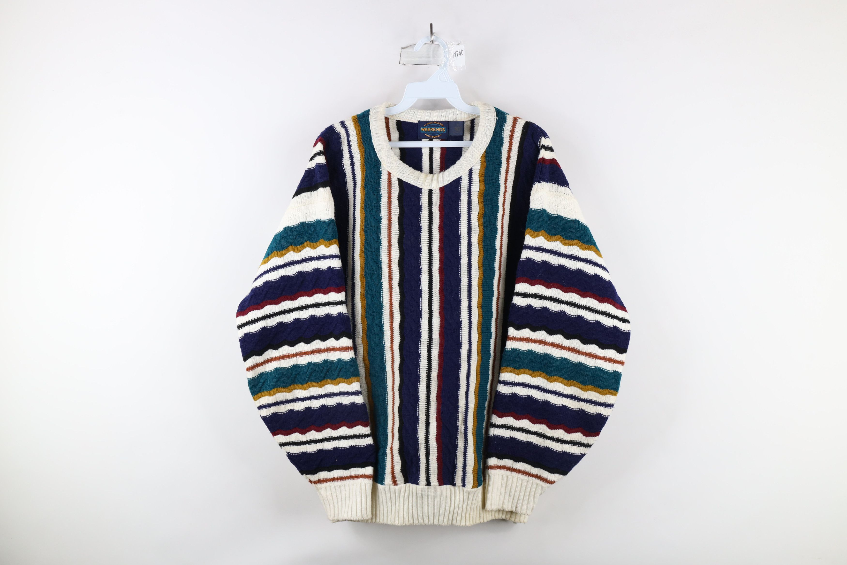 Vintage Vintage 90s Coogi Style Rainbow Striped Knit Sweater USA Size US L / EU 52-54 / 3 - 1 Thumbnail