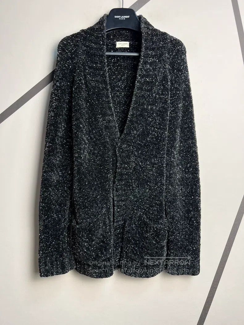 Saint Laurent Paris Saint Laurent Paris Black Silver Starry Knit Cardigan Jack Size US S / EU 44-46 / 1 - 1 Thumbnail