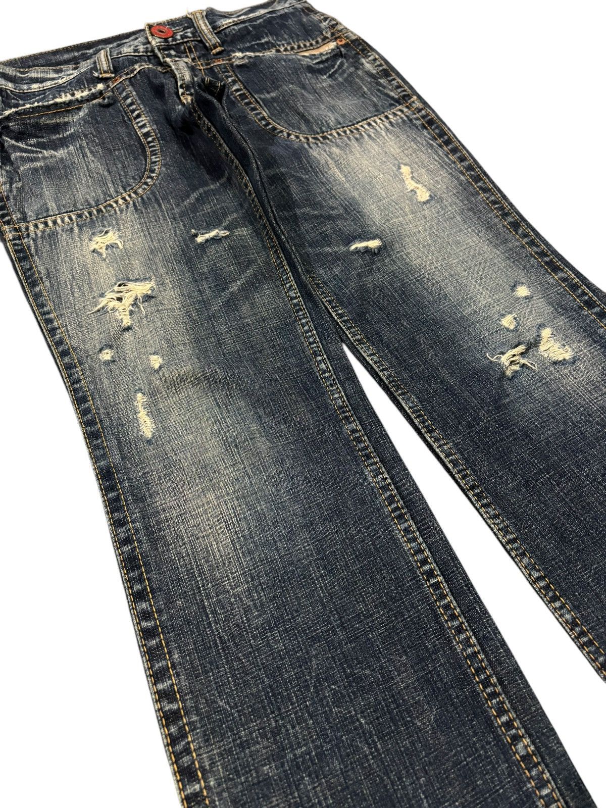 Japanese Brand × Seditionaries 90s Vtg AntGauge Japanese Double Waist Distressed Punk Jeans Size US 29 - 3 Thumbnail