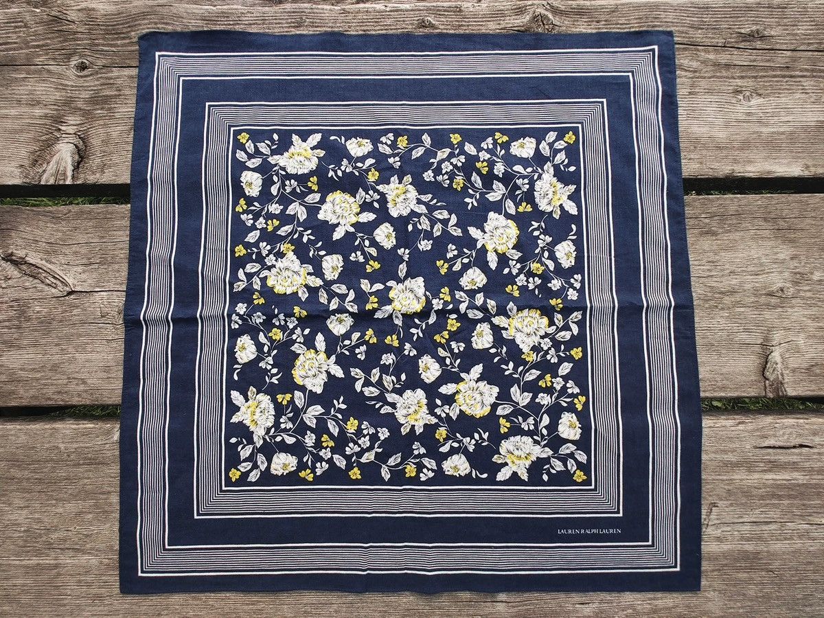 Ralph Lauren INDIGO Printed Bandana COTTON Green Scarf handkerchief Size ONE SIZE - 3 Thumbnail