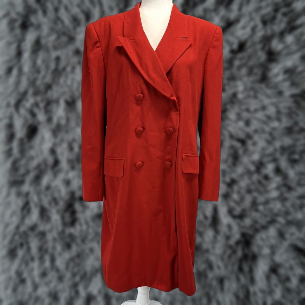 Jones New York VINTAGE Jones New York Dress Womens Size 16 Red Double Breasted Knee Length Long Sleeve Made USA Career Size XXL / US 16-18 / IT 52-54 - 1 Thumbnail