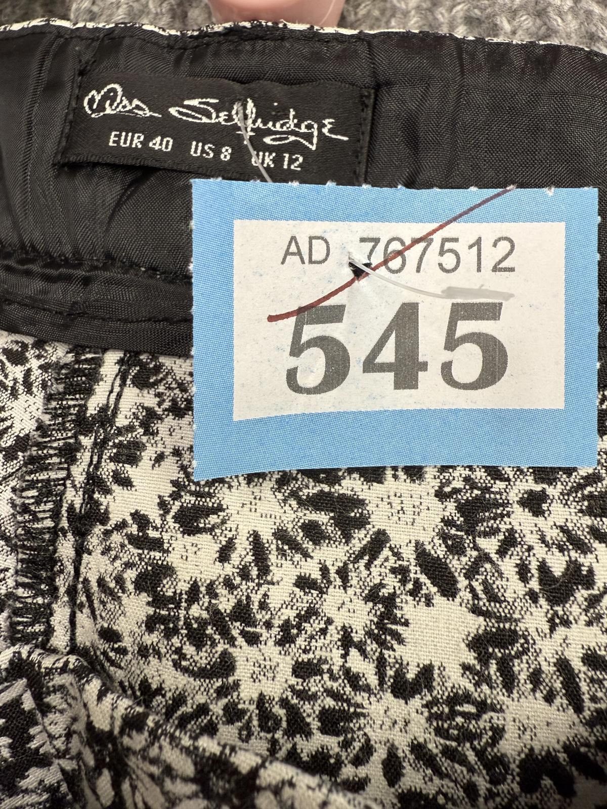 Other Miss Selfridge Black and White Floral Print Trousers UK 12 / Size 30" / US 8 / IT 44 - 2 Thumbnail