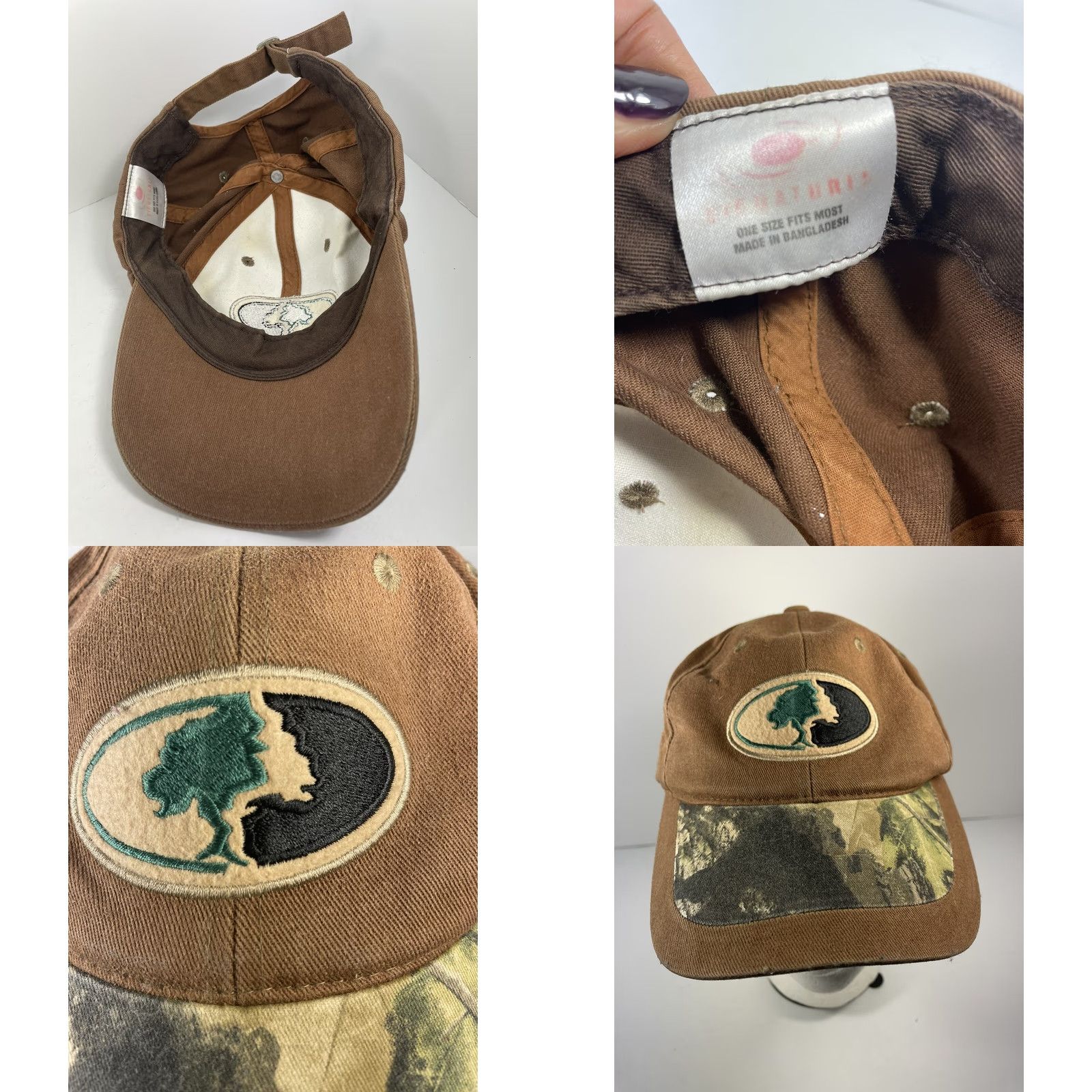 Vintage Mossy Oak Hat Cap Camouflage Brim Hat Hunting Camo Baseball Cap Adjustable Backstrap Free Shipping Mens Cap Size ONE SIZE - 8 Thumbnail