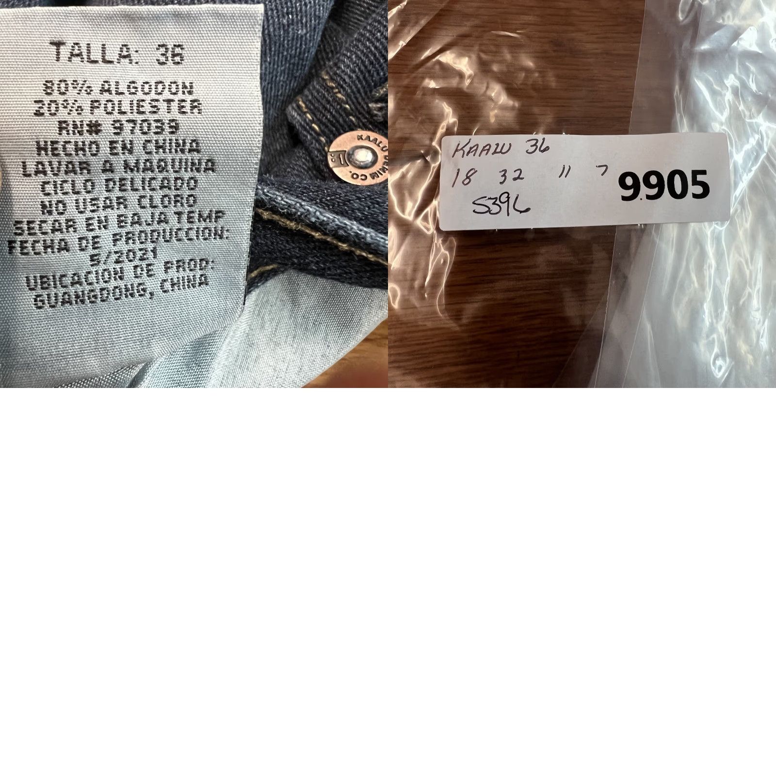 Vintage Kaalu Euro Jeans Straight Leg Mens Jeans 36 Blue Cotton Denim Regular 36X32 USA Logo London Preppy 90s Mens Size US 36 / EU 52 - 9 Thumbnail