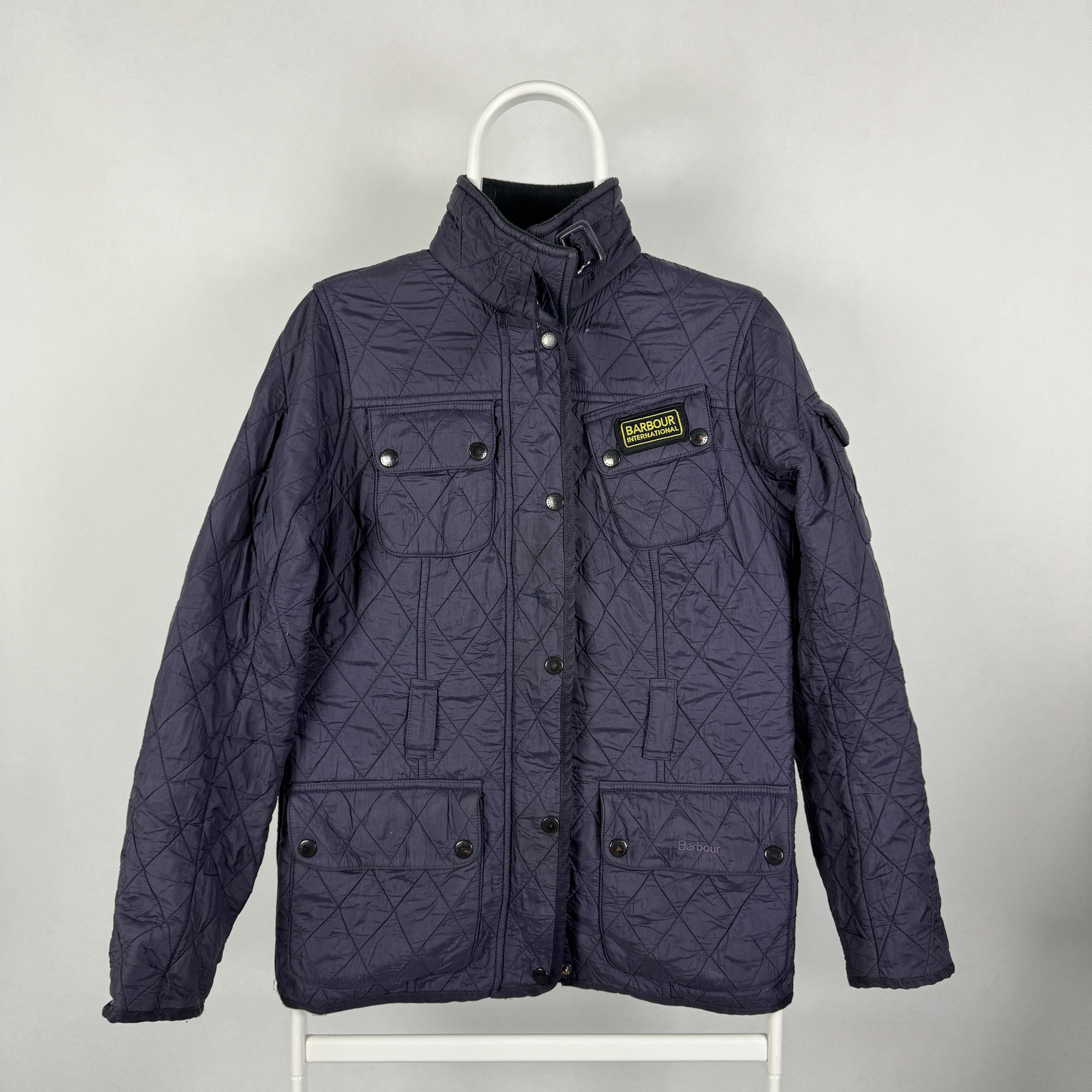 image of Barbour International Quilted Belted Jacket Wmns Size Uk10 in Purple, Women's