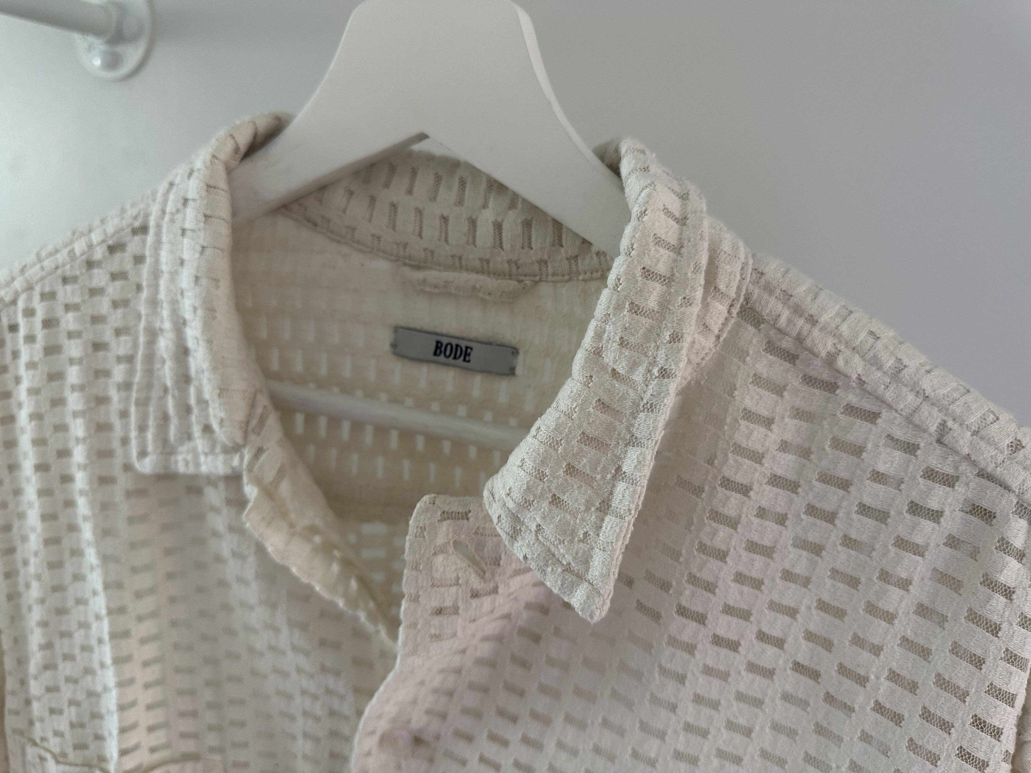 Bode BODE Ivory Ecru Sheer Brick Shirt Size XL (fits like Medium) Size US XL / EU 56 / 4 - 4 Thumbnail