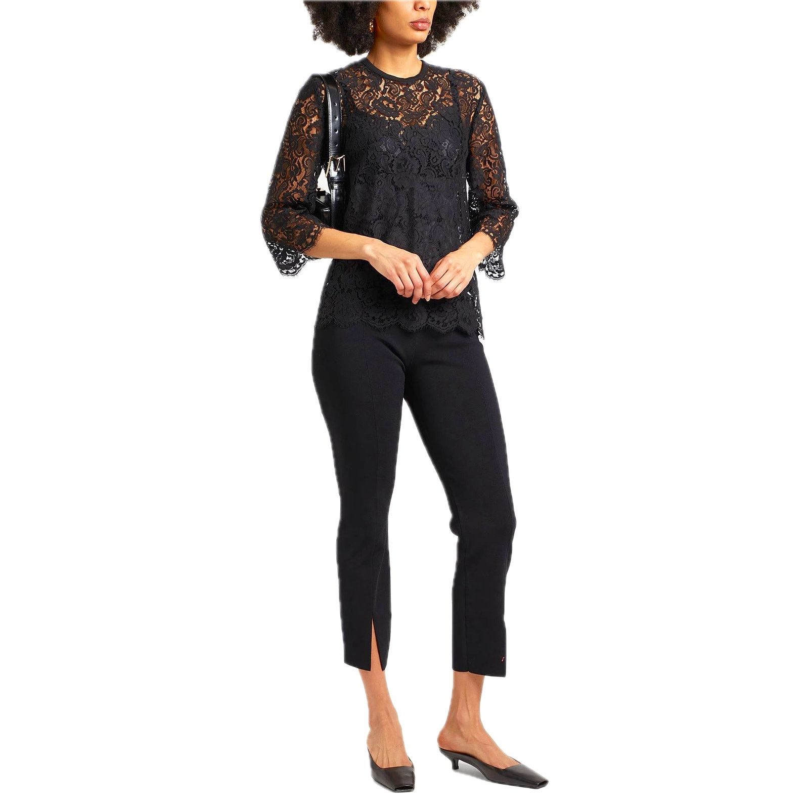 Dolce & Gabbana Dolce & Gabbana Black Lace 3/4 Sleeve Top Blouse IT 38 XS Size XS / US 0-2 / IT 36-38 - 2 Thumbnail
