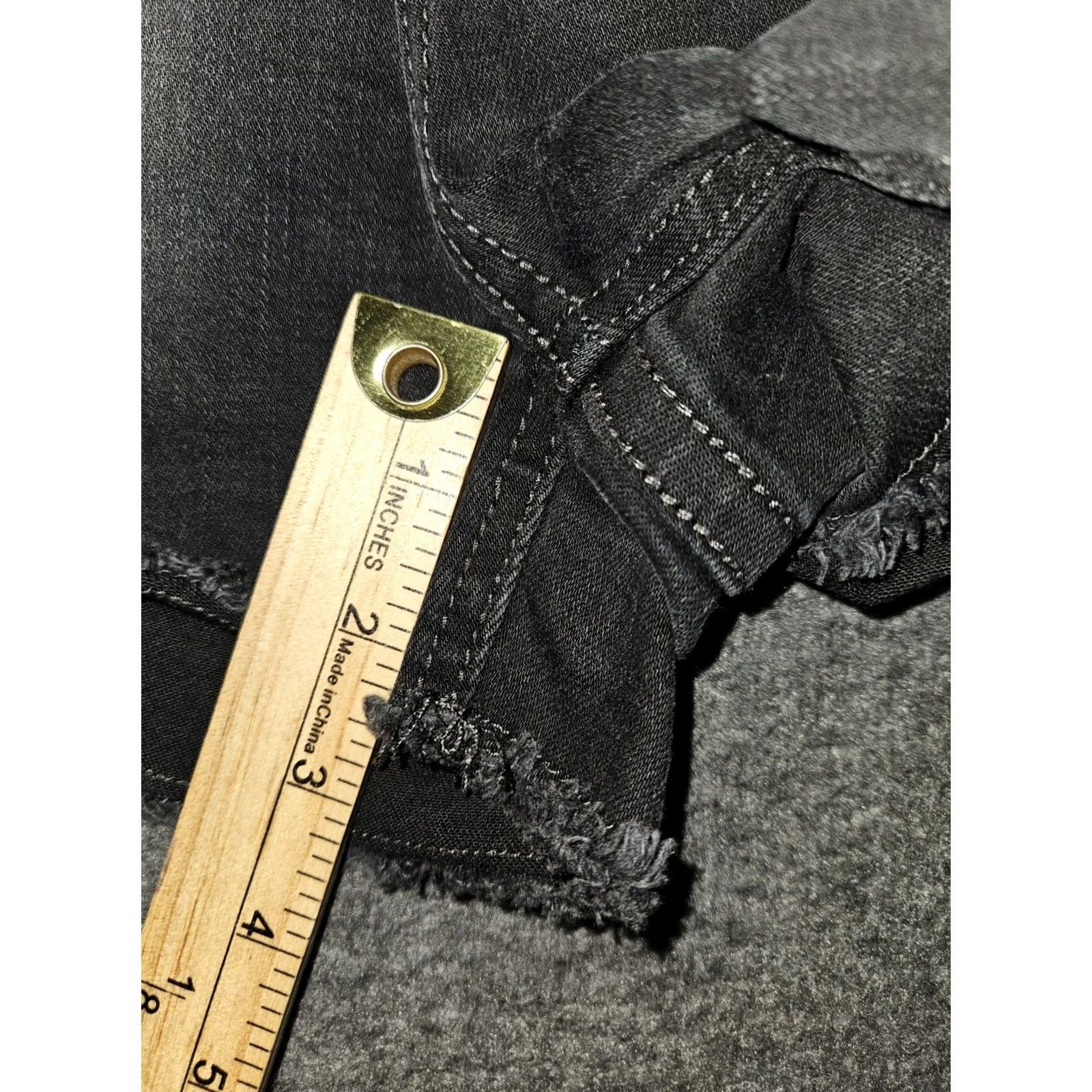 Vintage Rock & Roll Cowgirl Boyfriend Shorts Denim High Rise Button Fly Black 29 Women's Stretch Casual Size 29" - 5 Thumbnail