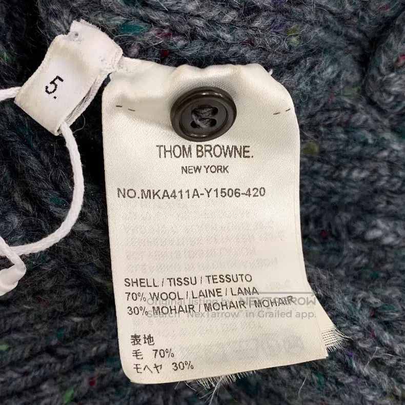 Thom Browne Thom Browne Blue-gray classic four-striped wool sweater wi Size US XXL / EU 58 / 5 - 7 Thumbnail