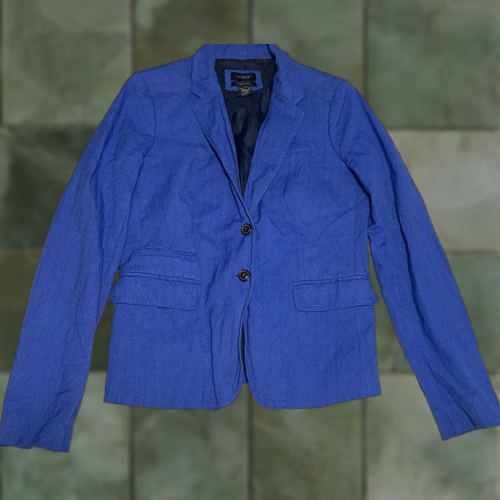 J.Crew J.CREW Women’s Schoolboy Blazer Jacket Tall 8 Blue Rayon Solid Button Collar Slim Coat/Business Size M / US 6-8 / IT 42-44 - 1 Thumbnail