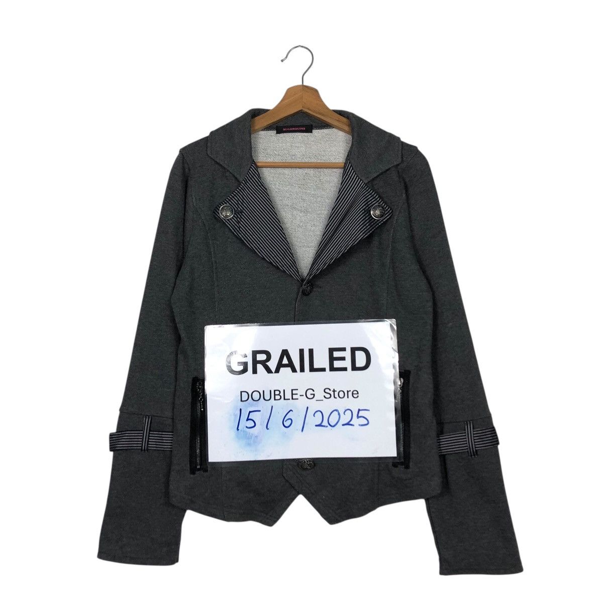 Hysteric Glamour 📌Cropped Biker Jacket Double Collar Algonquins Rich Grey Size US M / EU 48-50 / 2 - 1 Thumbnail