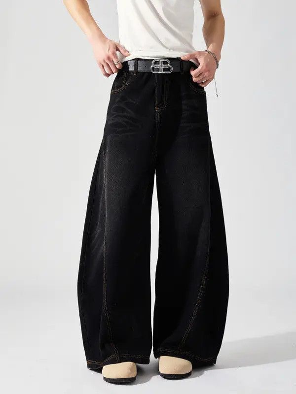 Japanese Brand Retro loose wide leg cat whisker jeans Size US 32 / EU 48 - 4 Thumbnail