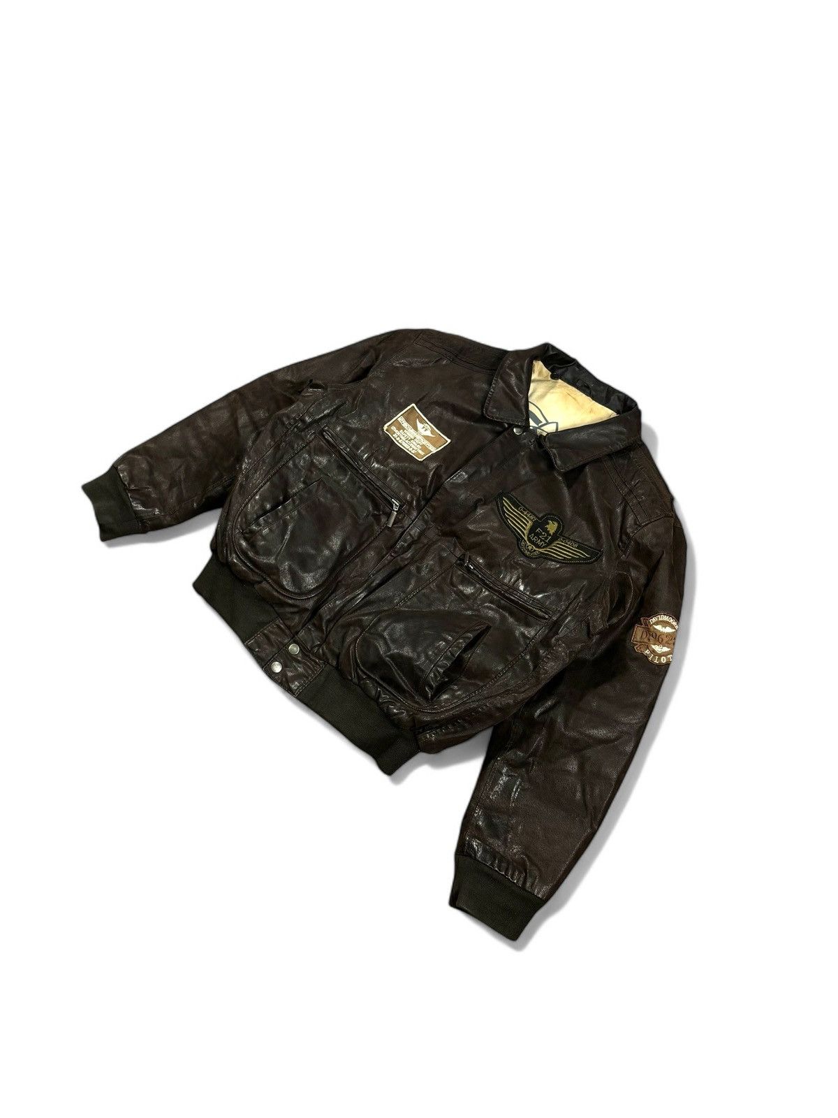 Vintage Avirex style leather bomber jacket Size US L / EU 52-54 / 3 - 3 Thumbnail