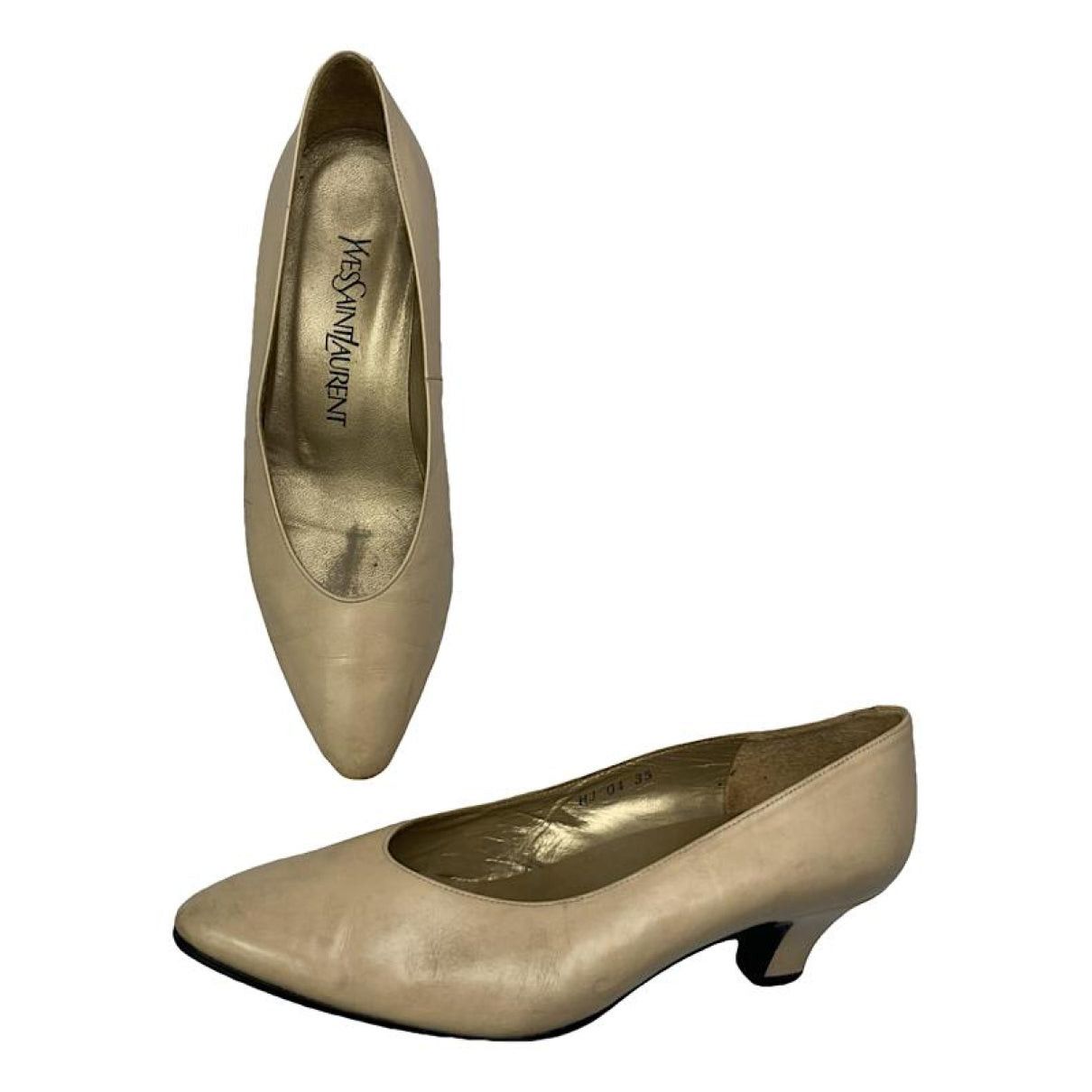 Yves Saint Laurent Beige Leather Heel Size US 4 / IT 34 - 1 Thumbnail