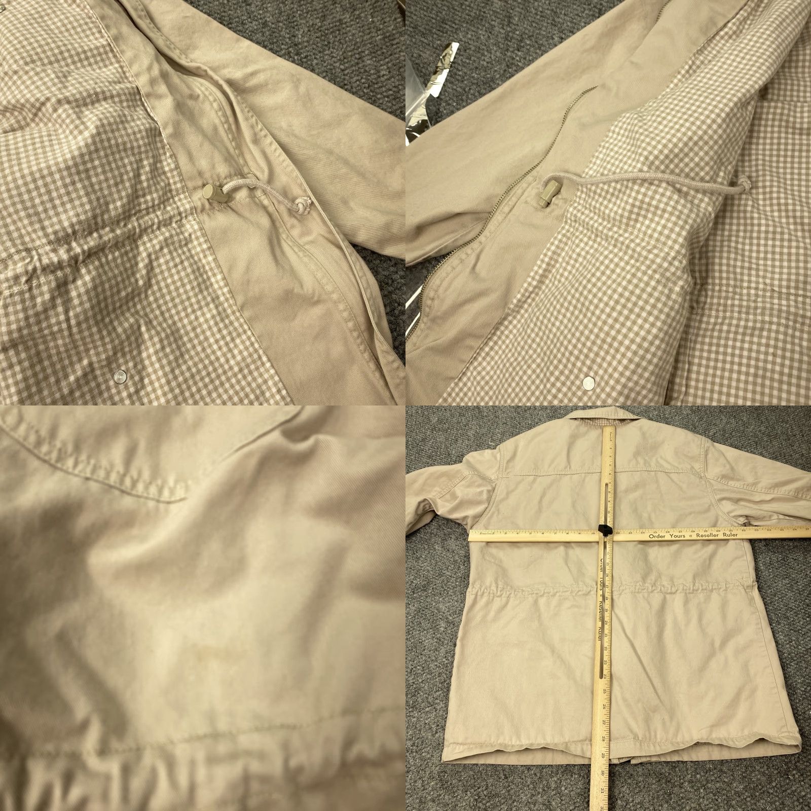 Denim & Co. VINTAGE Denim & Co. Womens Jacket Medium Beige Cotton Utility Gingham Plaid Lined Casual Outdoor Fall Size M / US 6-8 / IT 42-44 - 8 Thumbnail