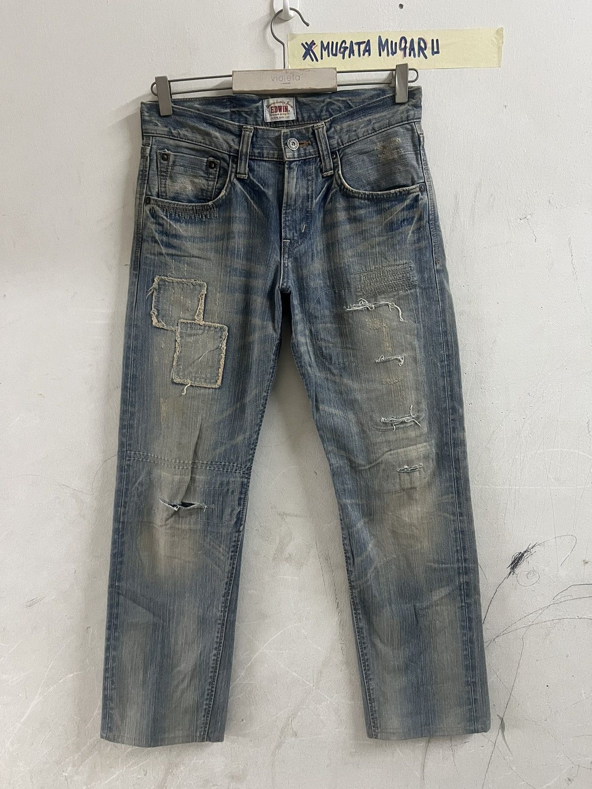 If Six Was Nine × Japanese Brand × Vintage THRASHED EDWIN XV DISTRESSED DENIM PANT Size US 29 - 1 Thumbnail