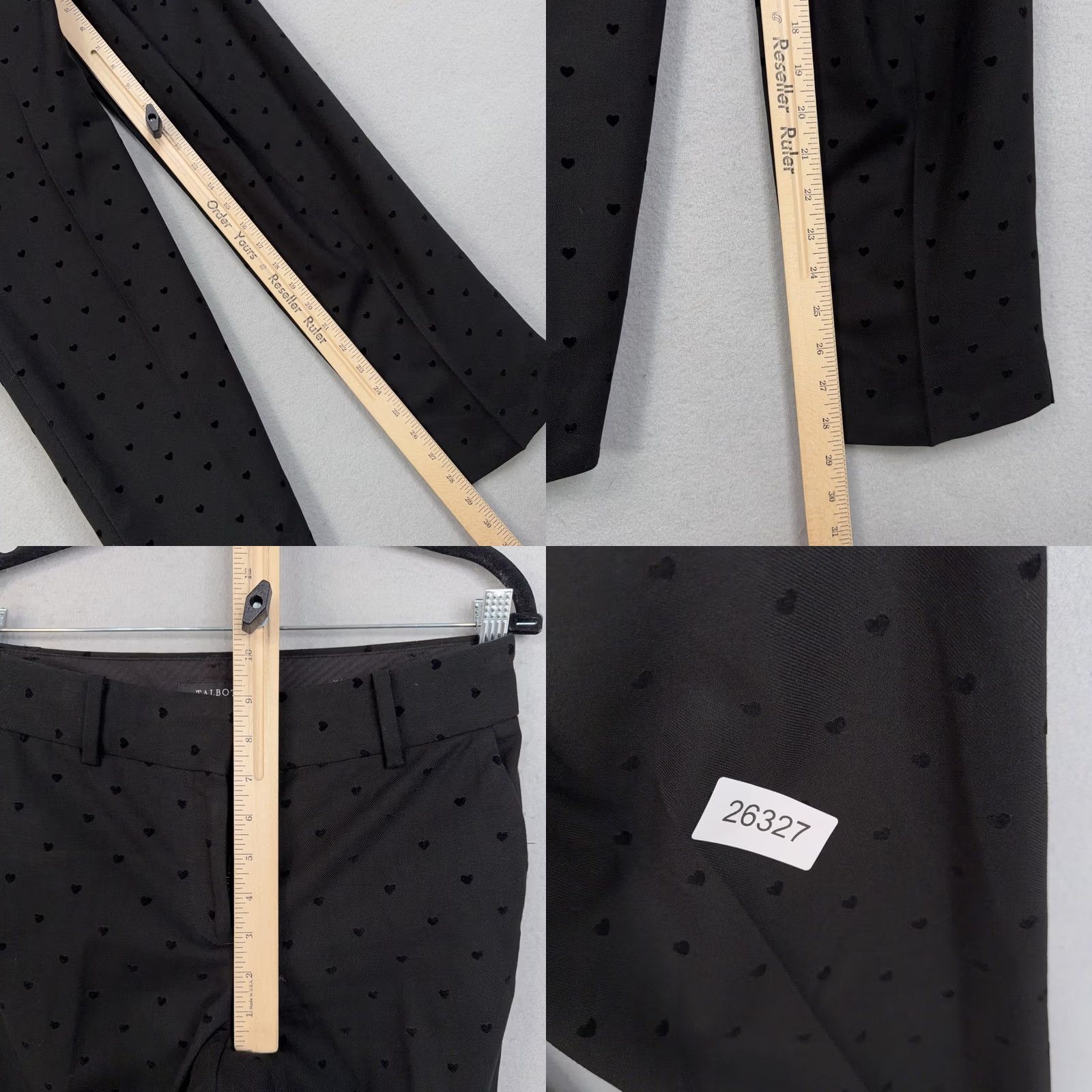 Talbots Talbots Pants Womens 2 Black Hampshire Ankle Heart Print Tapered Twill Stretch Size 26" / US 2 / IT 38 - 9 Thumbnail