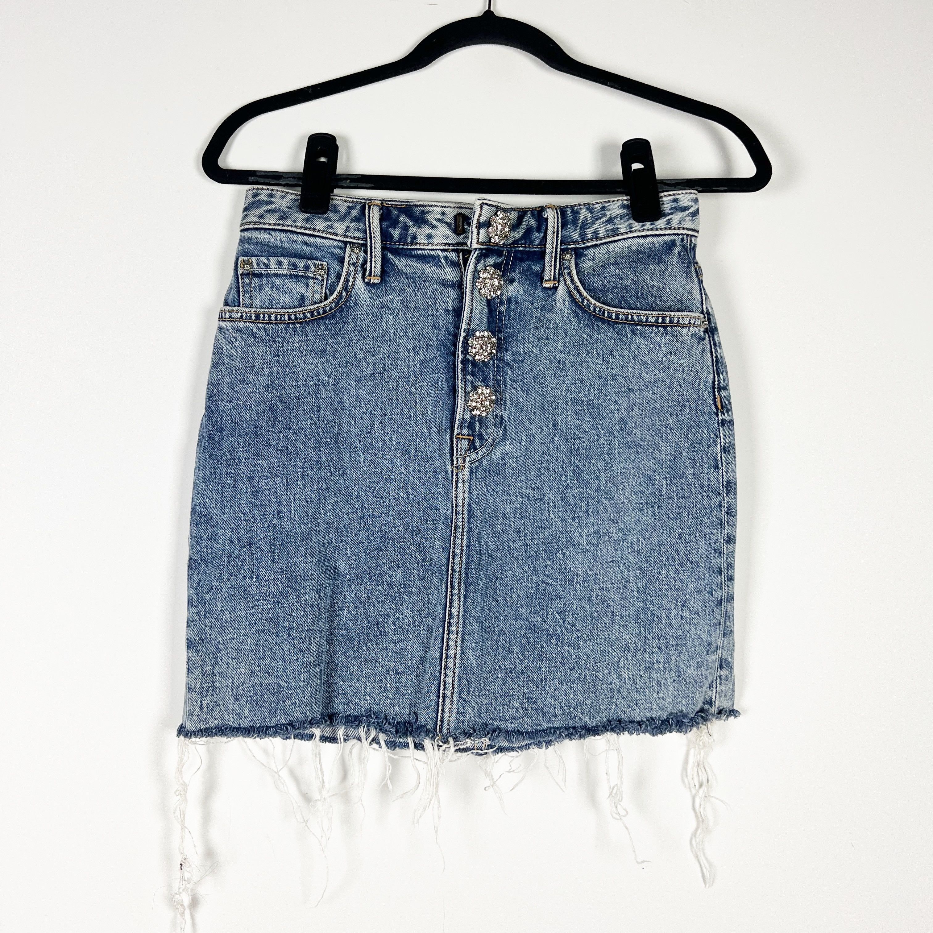 GRLFRND GRLFRIEND Reese Cottn Denim Rhinestone Size 26" / US 2 / IT 38 - 1 Thumbnail
