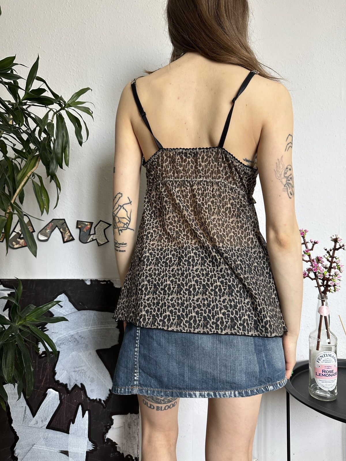 Designer × Vintage Leopard Y2K Vintage Cami Bow Sexy Top Size S / US 4 / IT 40 - 6 Thumbnail