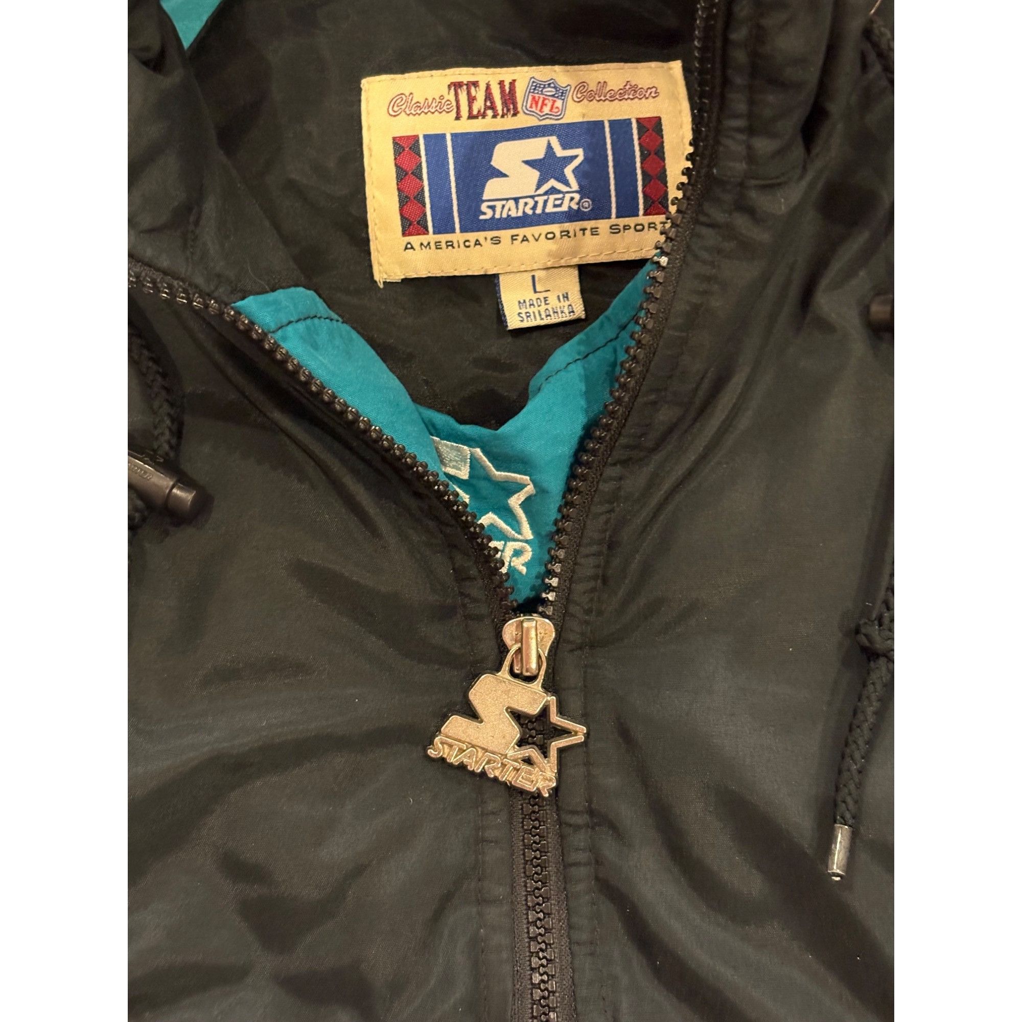 Starter Vintage 1990's Starter Miami Dolphins NFL Puffer Hooded Jack Size US L / EU 52-54 / 3 - 7 Thumbnail