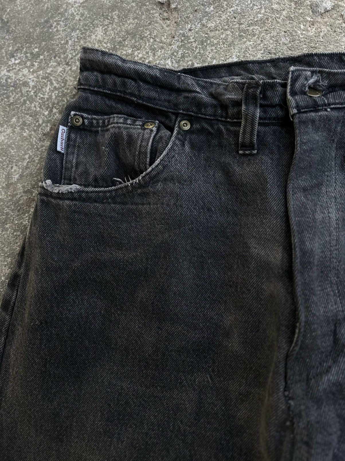Carhartt × Vintage (30x32) Faded Black Carhartt Carpenter Pants Size US 30 / EU 46 - 4 Thumbnail