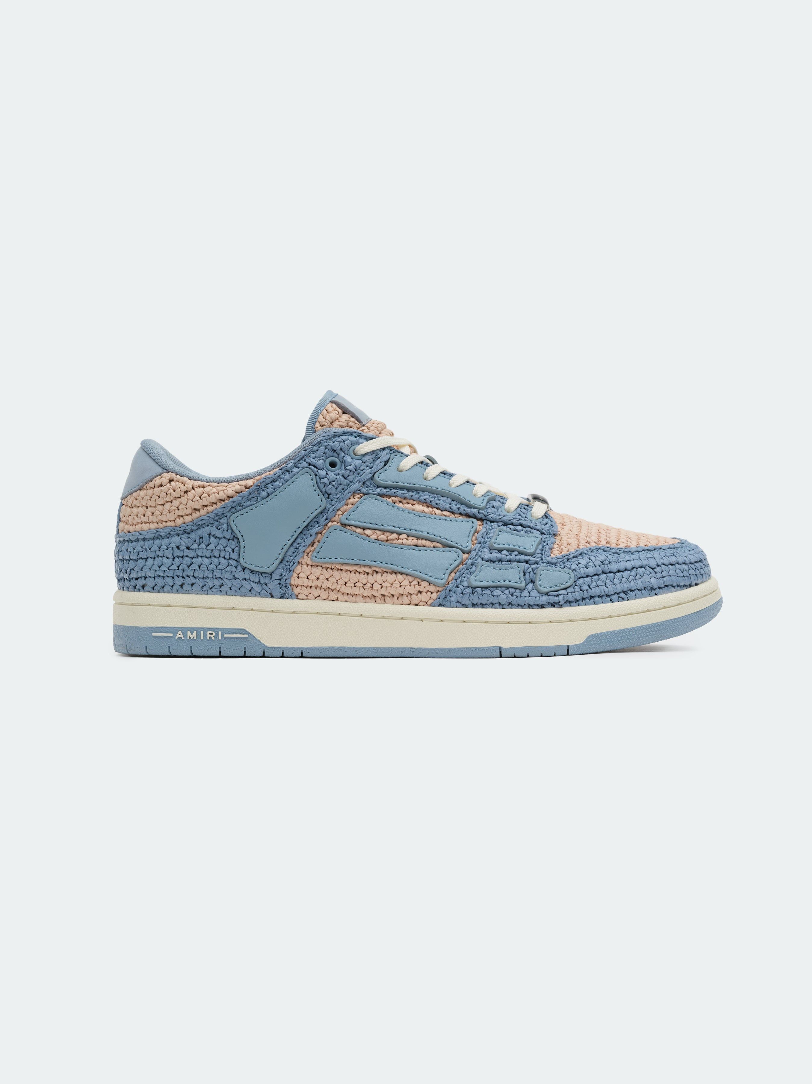 Amiri o1s1wg110425 Raffia Skelton Low-Top Sneakers in Blue/Beige Size US 8 / EU 41 - 1 Thumbnail