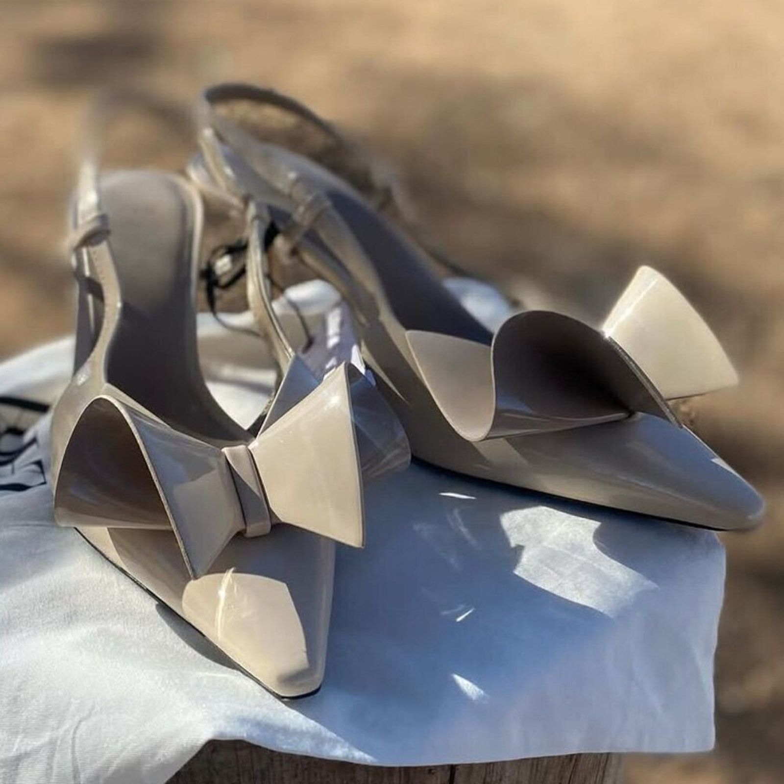 Zara ZARA Faux Patent Leather Slingbacks Size US 7.5 / IT 37.5 - 9 Thumbnail