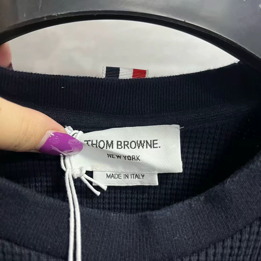 Thom Browne thom browne navy waffle long sleeve sweatshirt Size US L / EU 52-54 / 3 - 3 Thumbnail